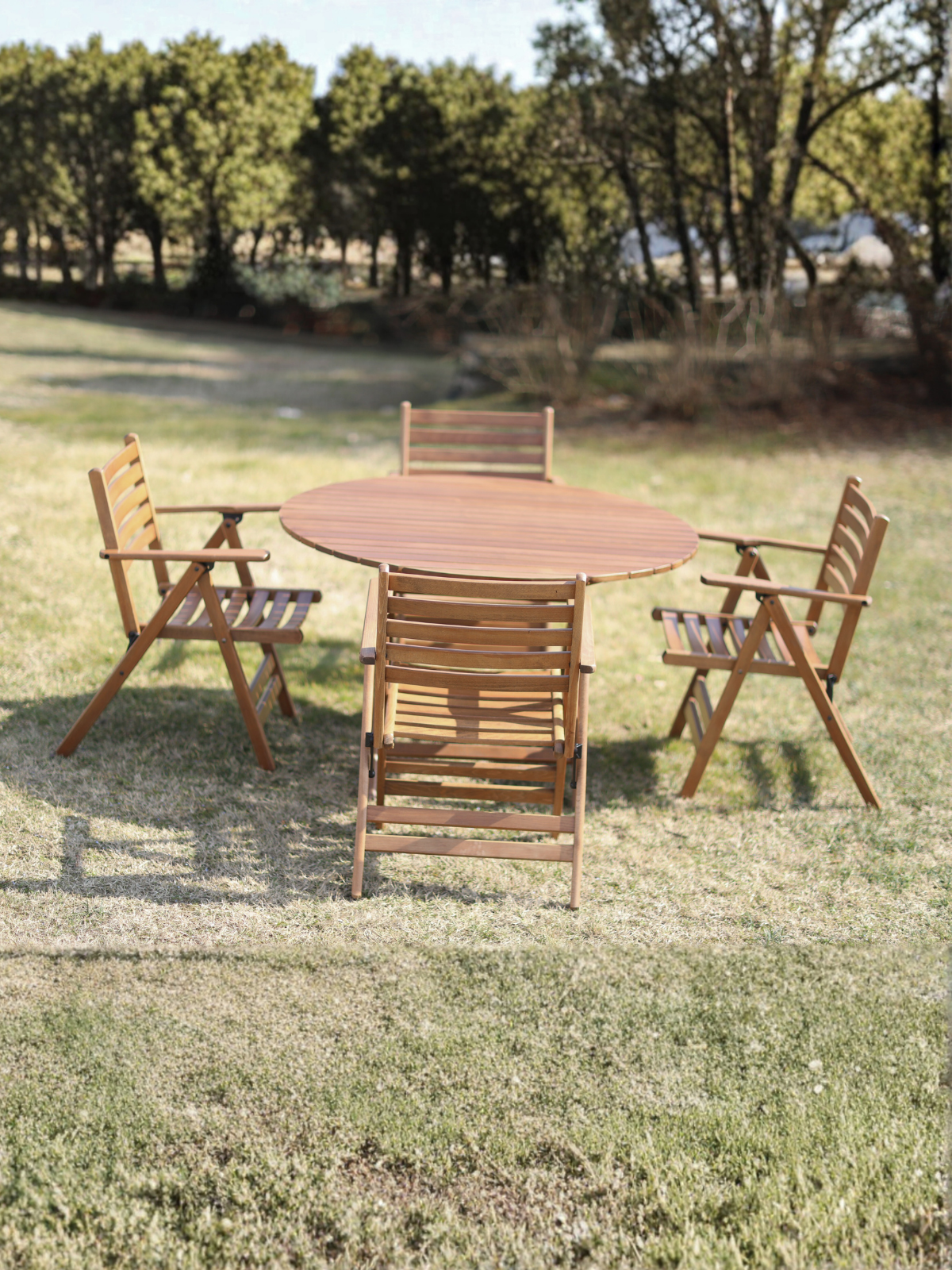 Buzludja Ahşap Katlanır Masa 90'lık | Bahçe ve Balkon Kullanımına Uygun