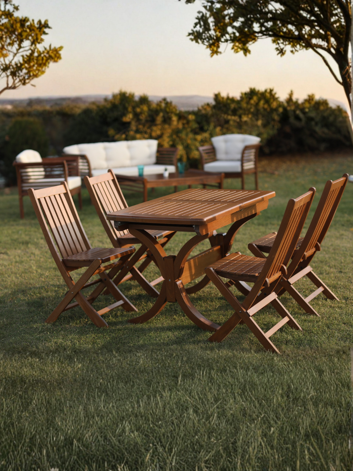 Palermo Açılır Sabit Masa | 90x180 Gürgen Ahşap, Dış Mekan Kullanıma Uygun