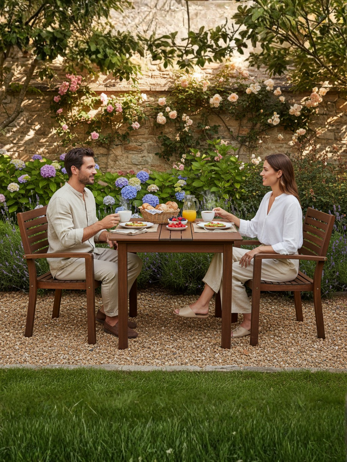 Atina Sabit Bahçe Masası 70x70 | Fırınlanmış Gürgen, Dış Mekan Dayanıklı