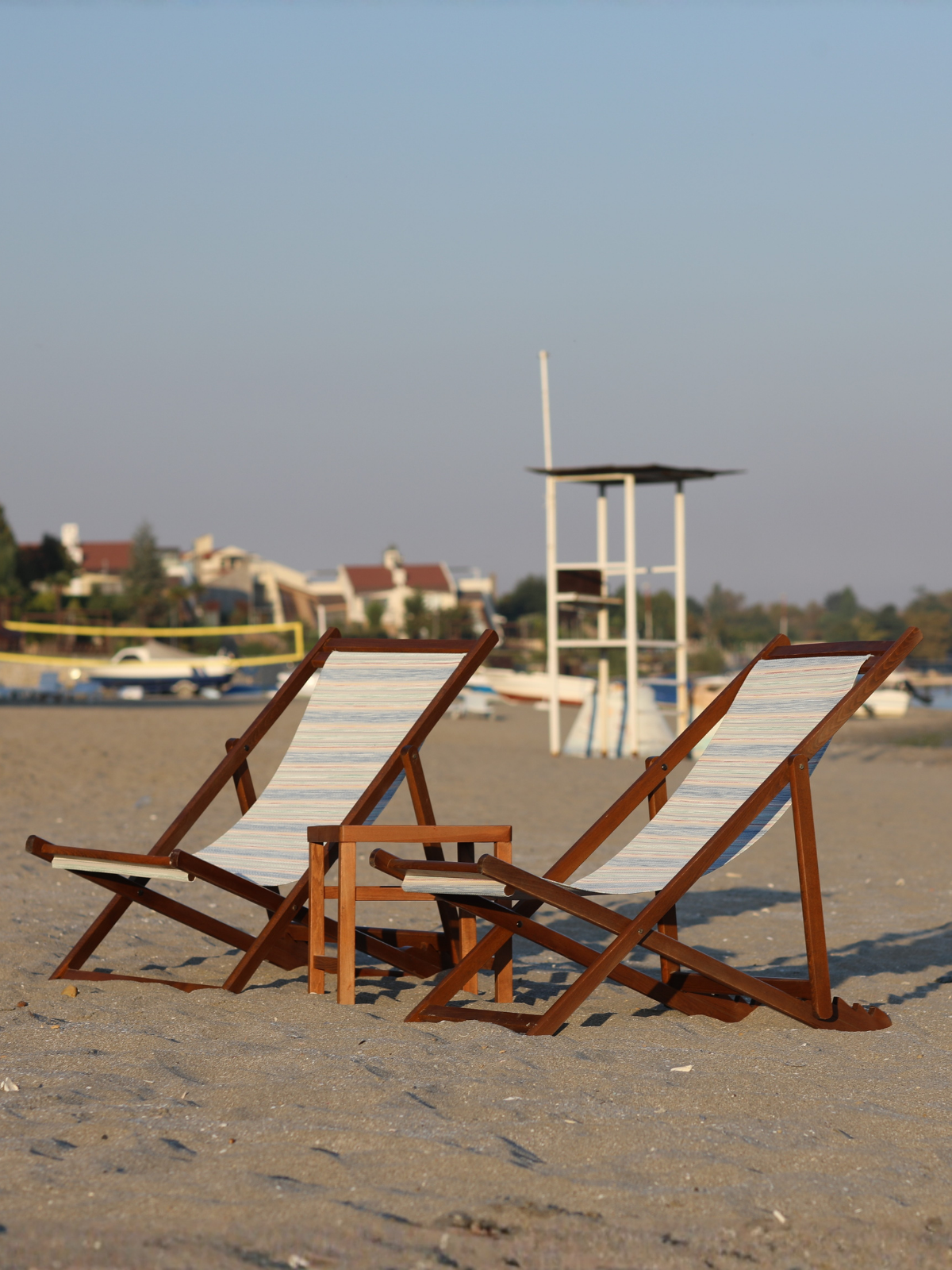 Babil Şezlong Set | 2’li Gürgen Ahşap Şezlong + Atina Sehpa