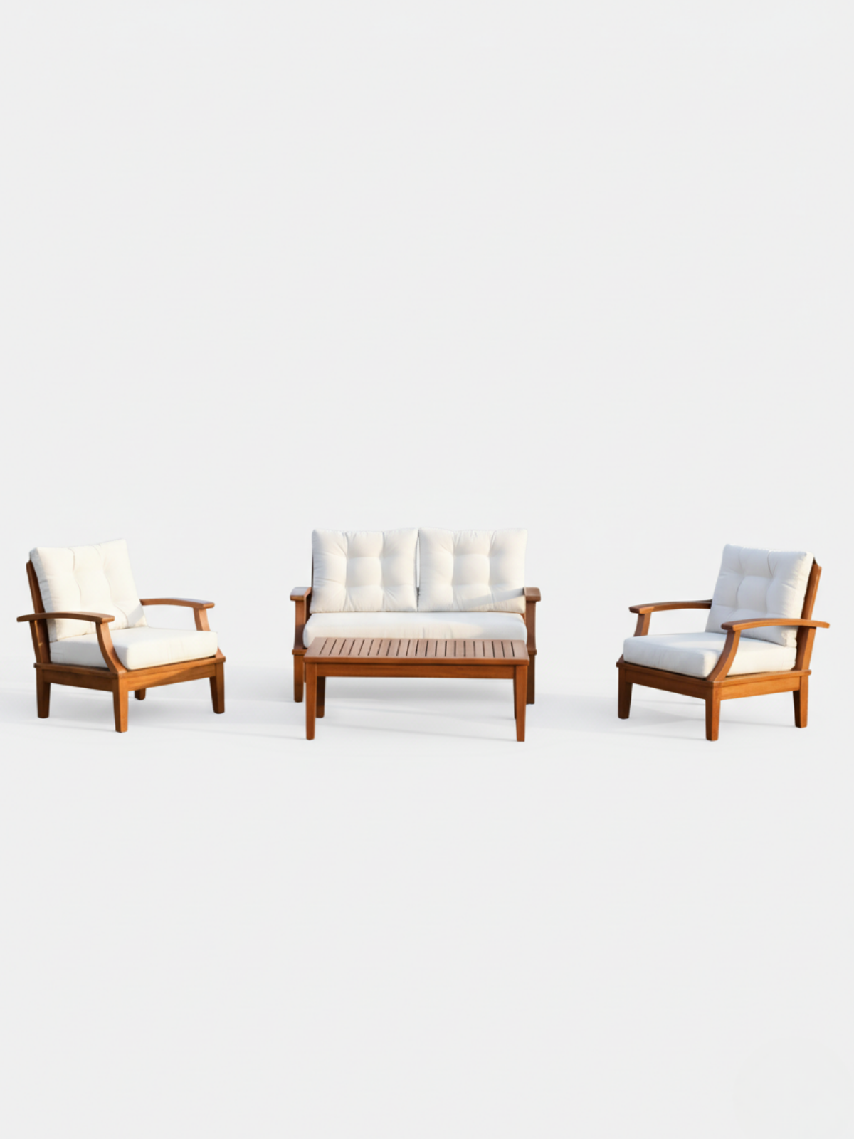 İstanbul Oturma Grubu | Gürgen Ağacından Dayanıklı ve Şık Bahçe Mobilyası - 2+1+1+Sehpa+Minder