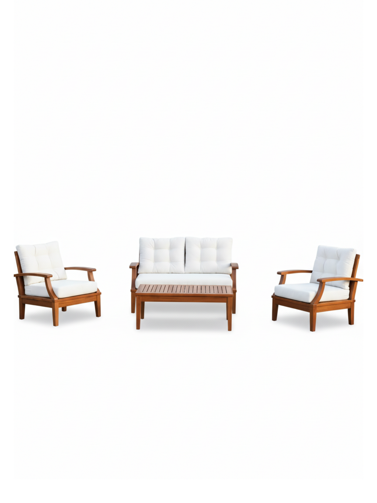 İstanbul Oturma Grubu | Gürgen Ağacından Dayanıklı ve Şık Bahçe Mobilyası - 2+1+1+Sehpa+Minder