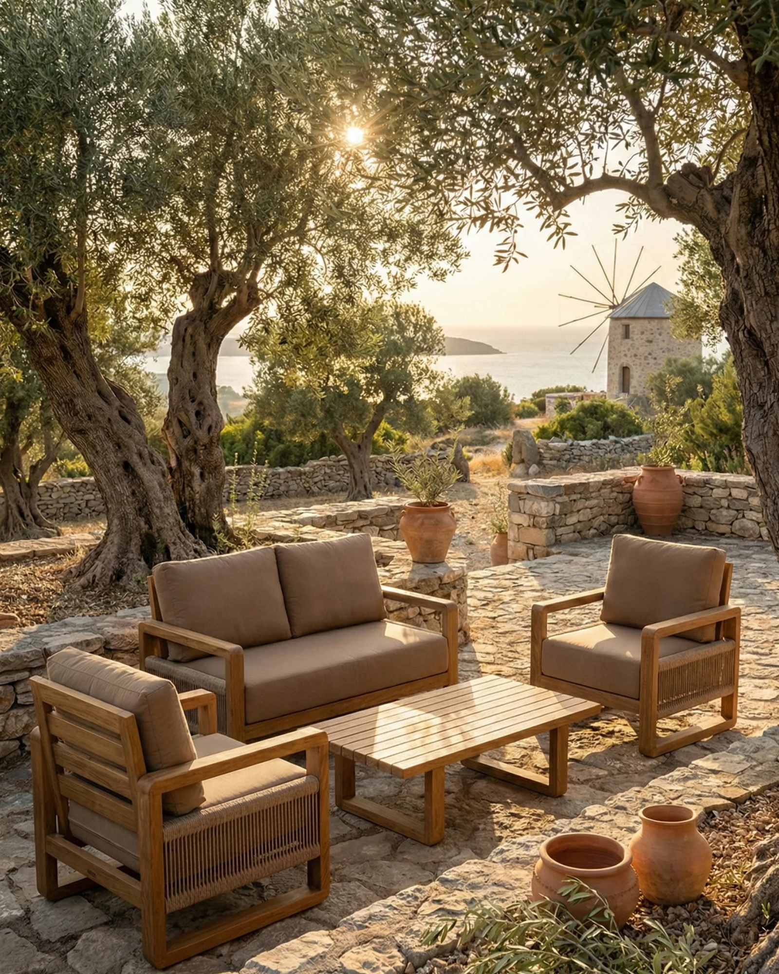 Oslo Ahşap Oturma Seti