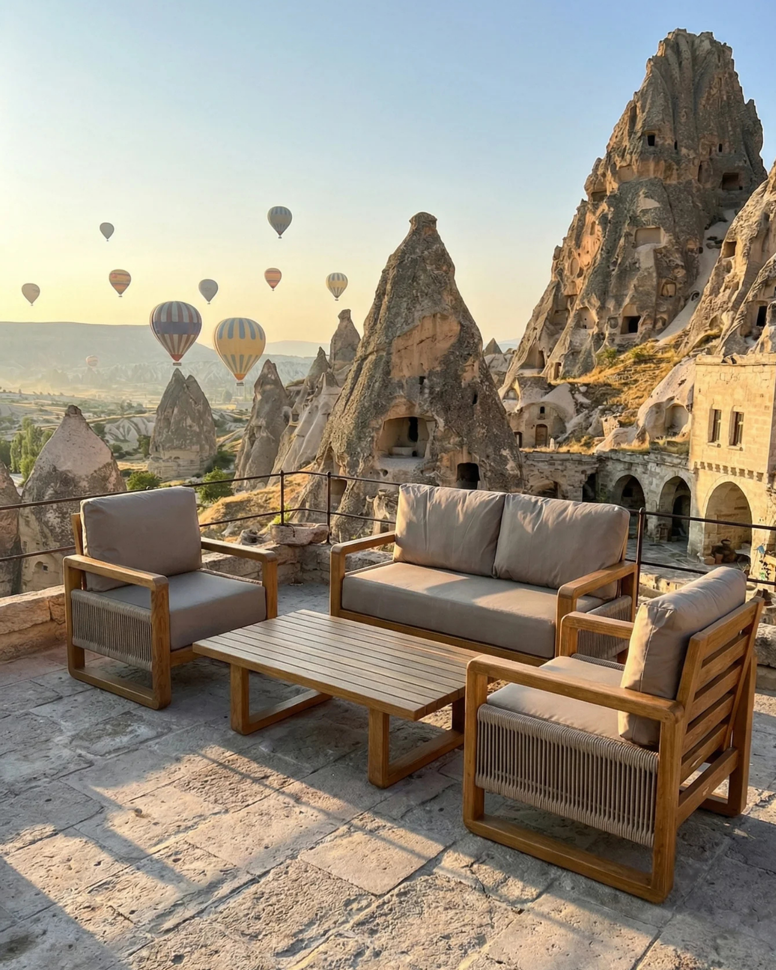 Oslo Ahşap Oturma Seti