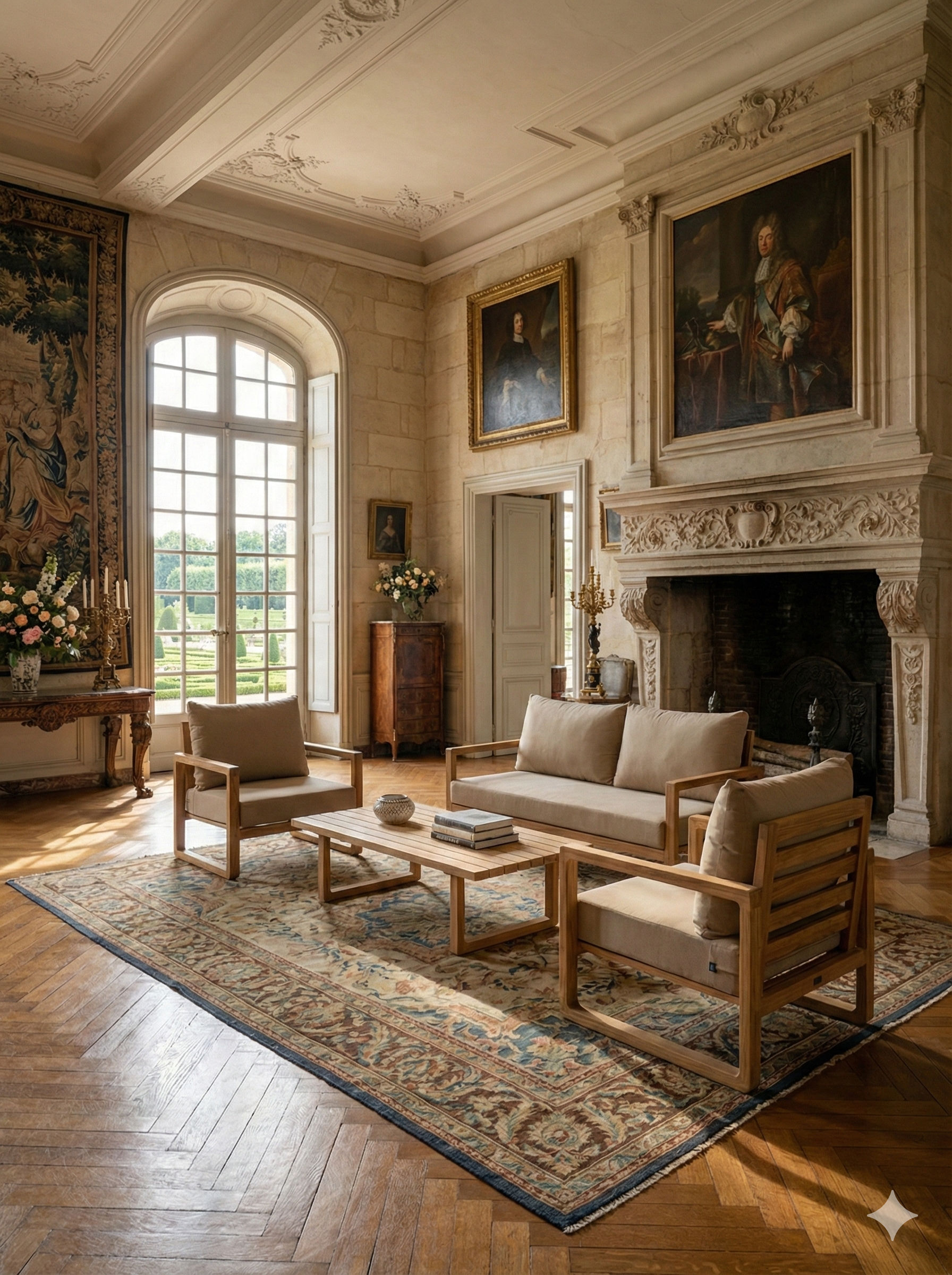 Leo Ahşap Oturma Seti