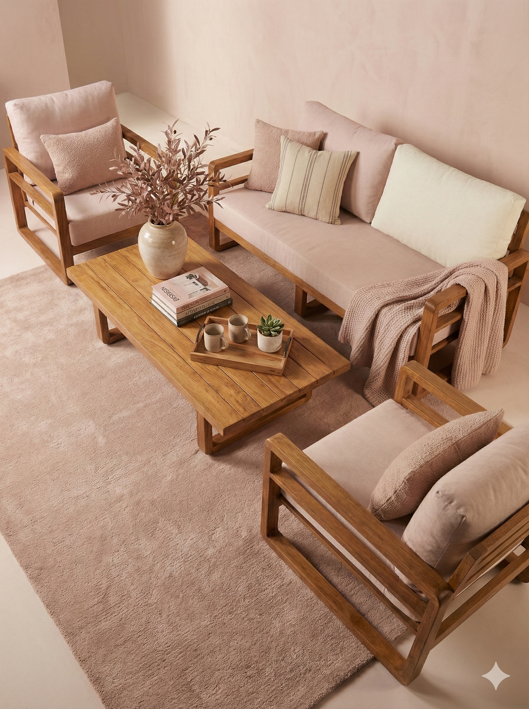 Mykonos Ahşap Oturma Seti