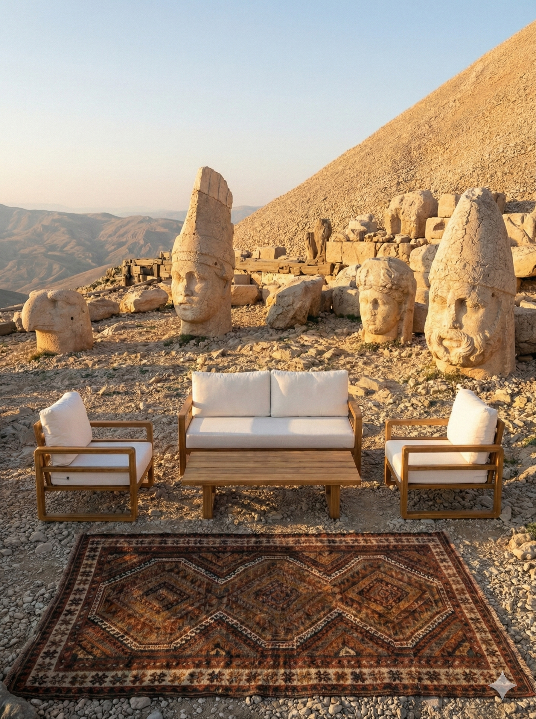 Mykonos Ahşap Oturma Seti