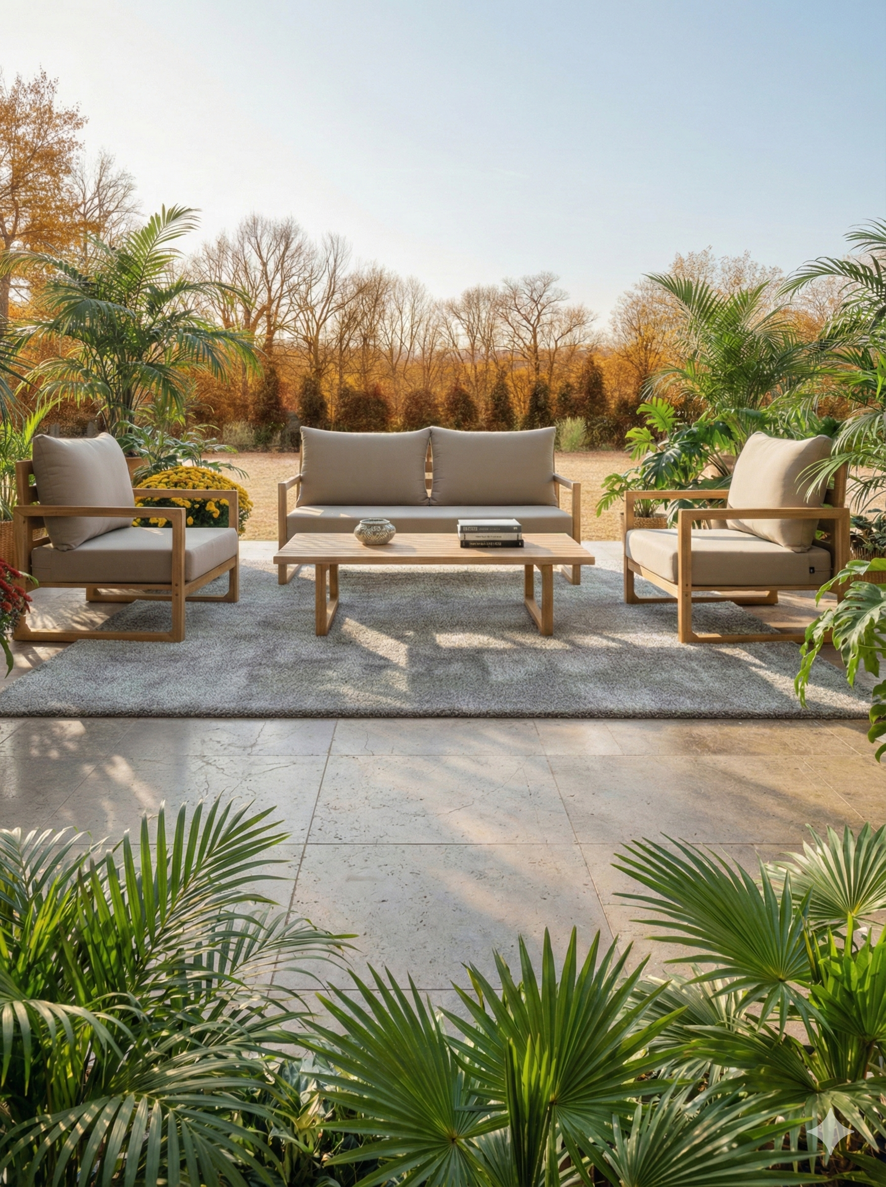 Leo Ahşap Oturma Seti