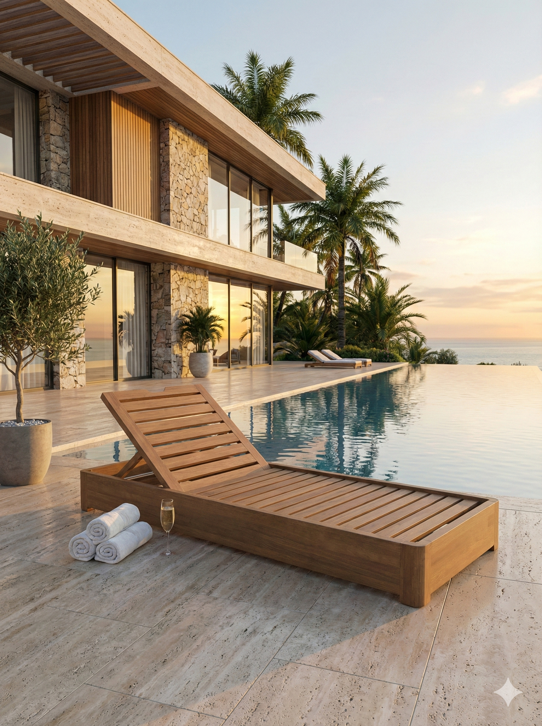 Masif Ahşap Malta Şezlong | Bahçe ve Havuz Kenarı İçin Uzun Ömürlü
