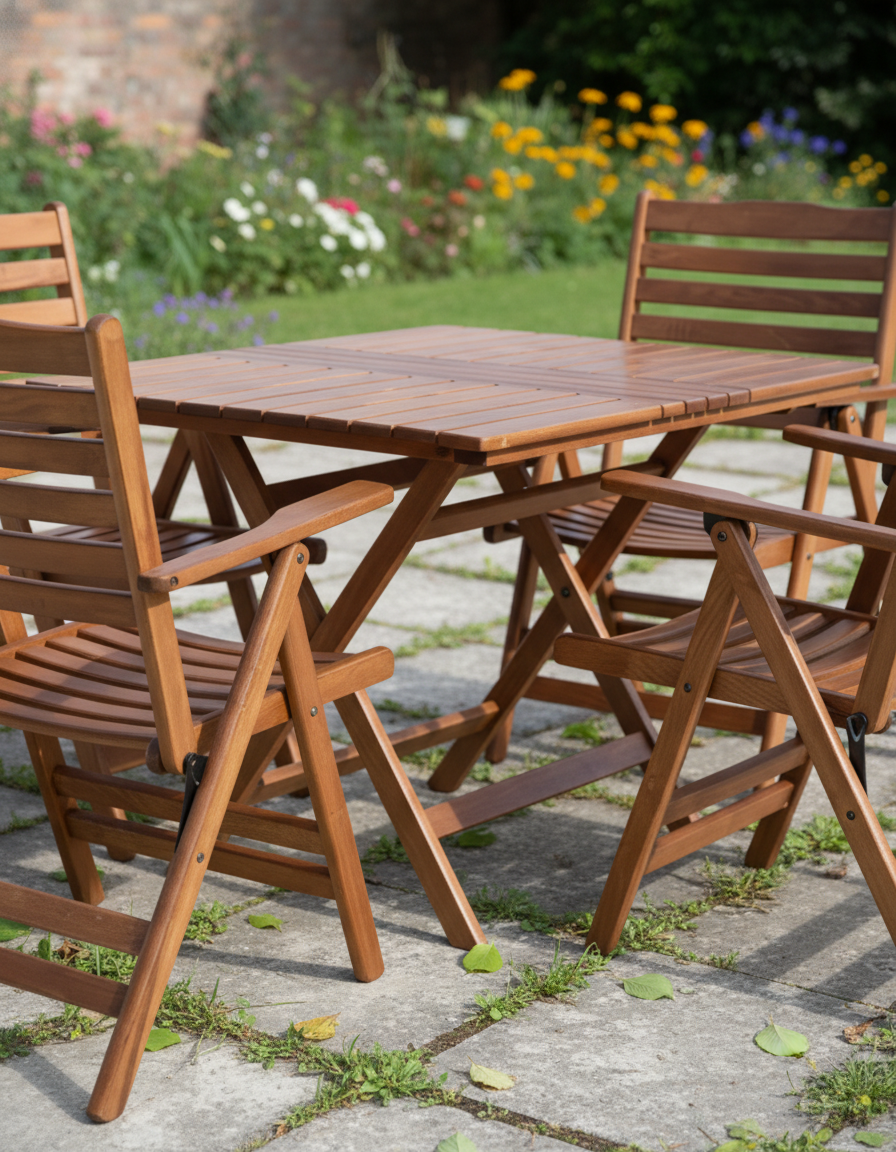 Madrid 4'lü Bahçe Seti 80x120 | Dayanıklı Gürgen Masa Sandalye Takımı