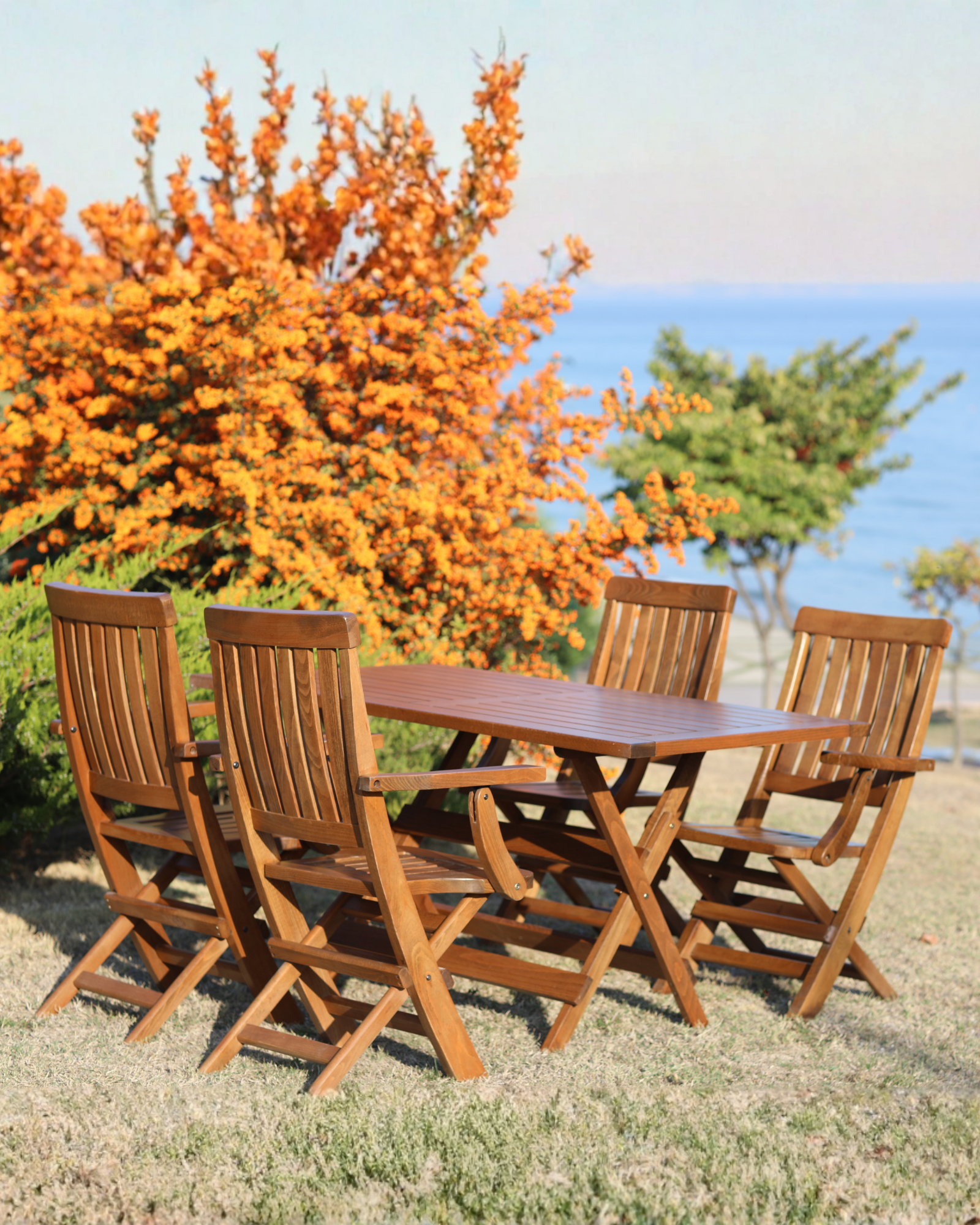 İstanbul – Sevt Bahçe Seti | Dayanıklı Gürgen Masa Sandalye Takımı