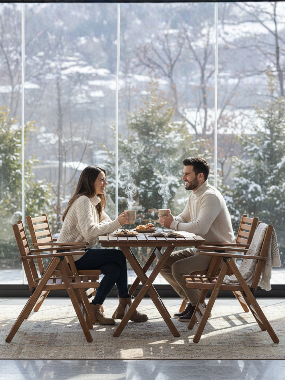 London 4'lü Minderli Bahçe Masa Sandalye Seti | Dayanıklı Masa Sandalye Takımı