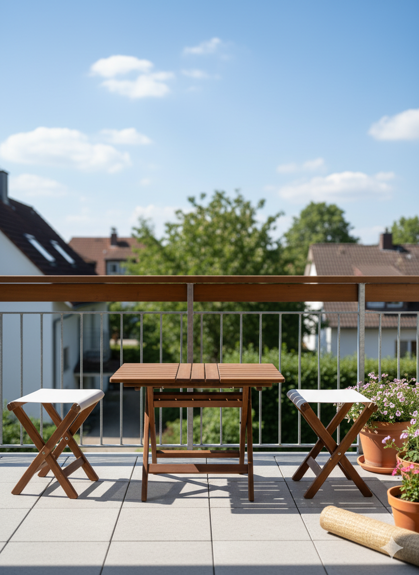 Atina Tabure Sehpa Çay Oturma Seti | Gürgen Ahşaptan Dayanıklı, Dış Mekan Kullanımına Uygun