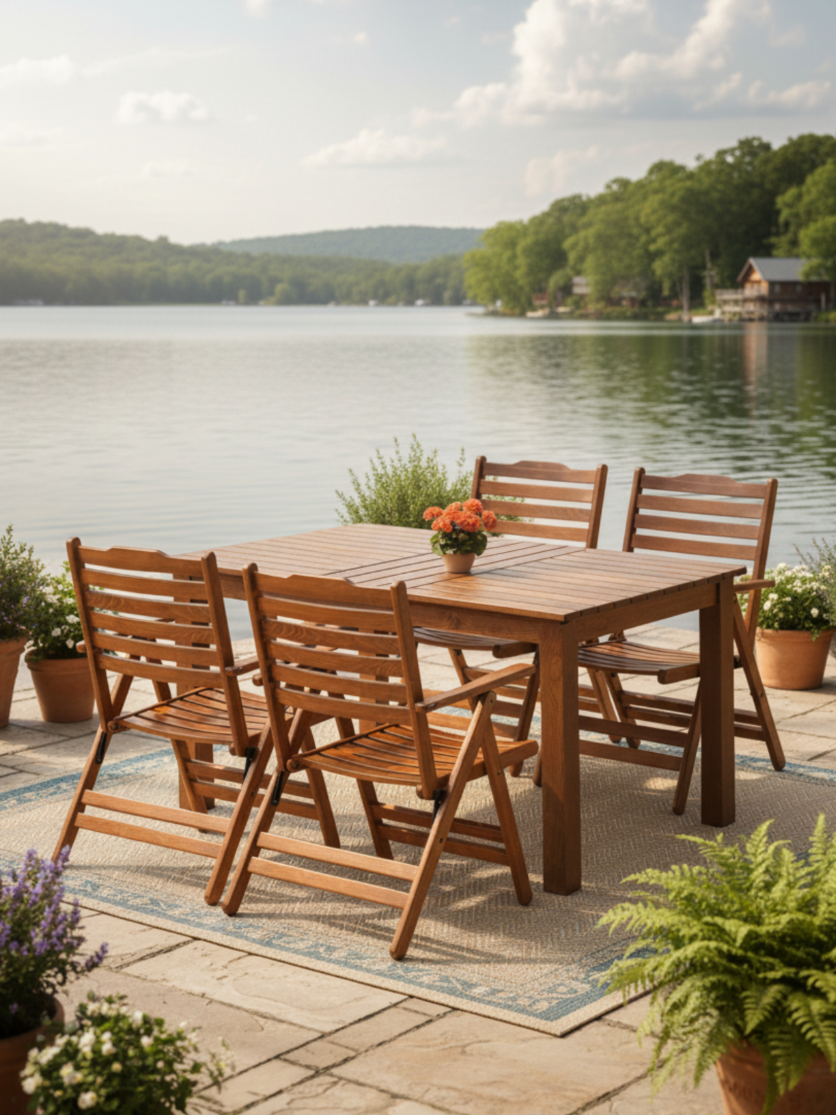 Madrid 4'lü Bahçe Seti 80x160 | Dayanıklı Gürgen Sabit Masa Sandalye Takımı