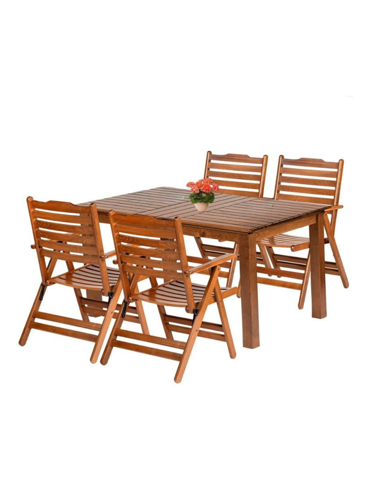 Madrid 4'lü Bahçe Seti 80x160 | Dayanıklı Gürgen Sabit Masa Sandalye Takımı