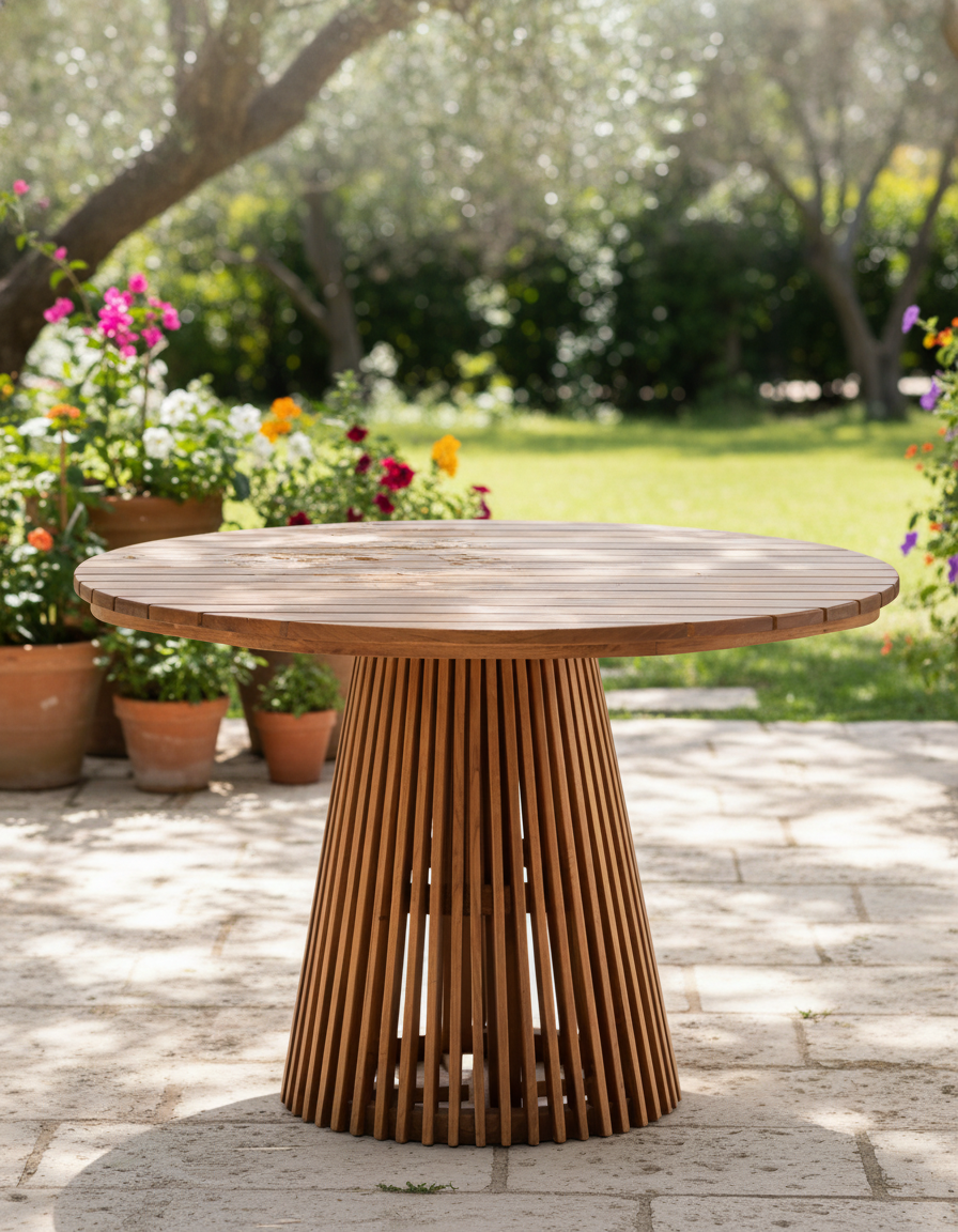 Bern Yuvarlak Bahçe Masası 120'lik | 1. Sınıf Kestane Ağacından Dış Mekan Masası