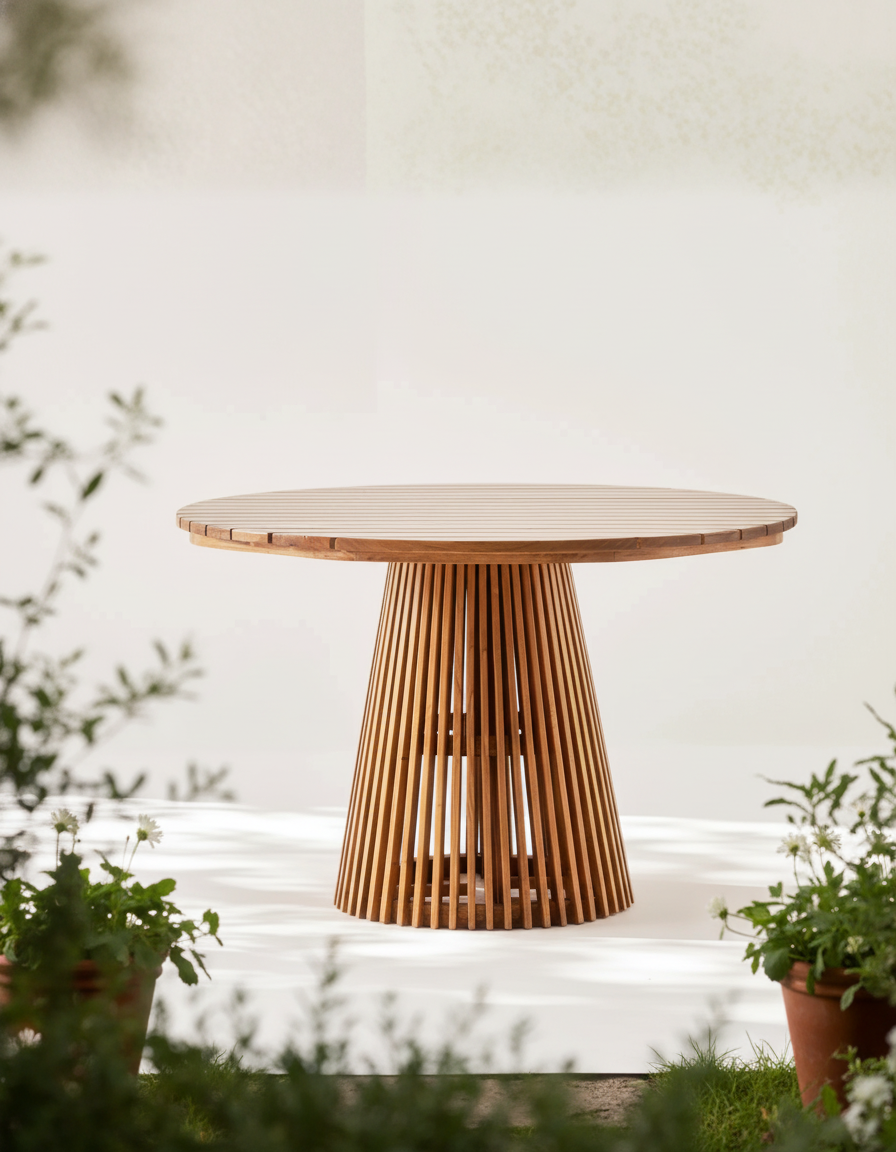 Bern Yuvarlak Bahçe Masası 120'lik | 1. Sınıf Kestane Ağacından Dış Mekan Masası