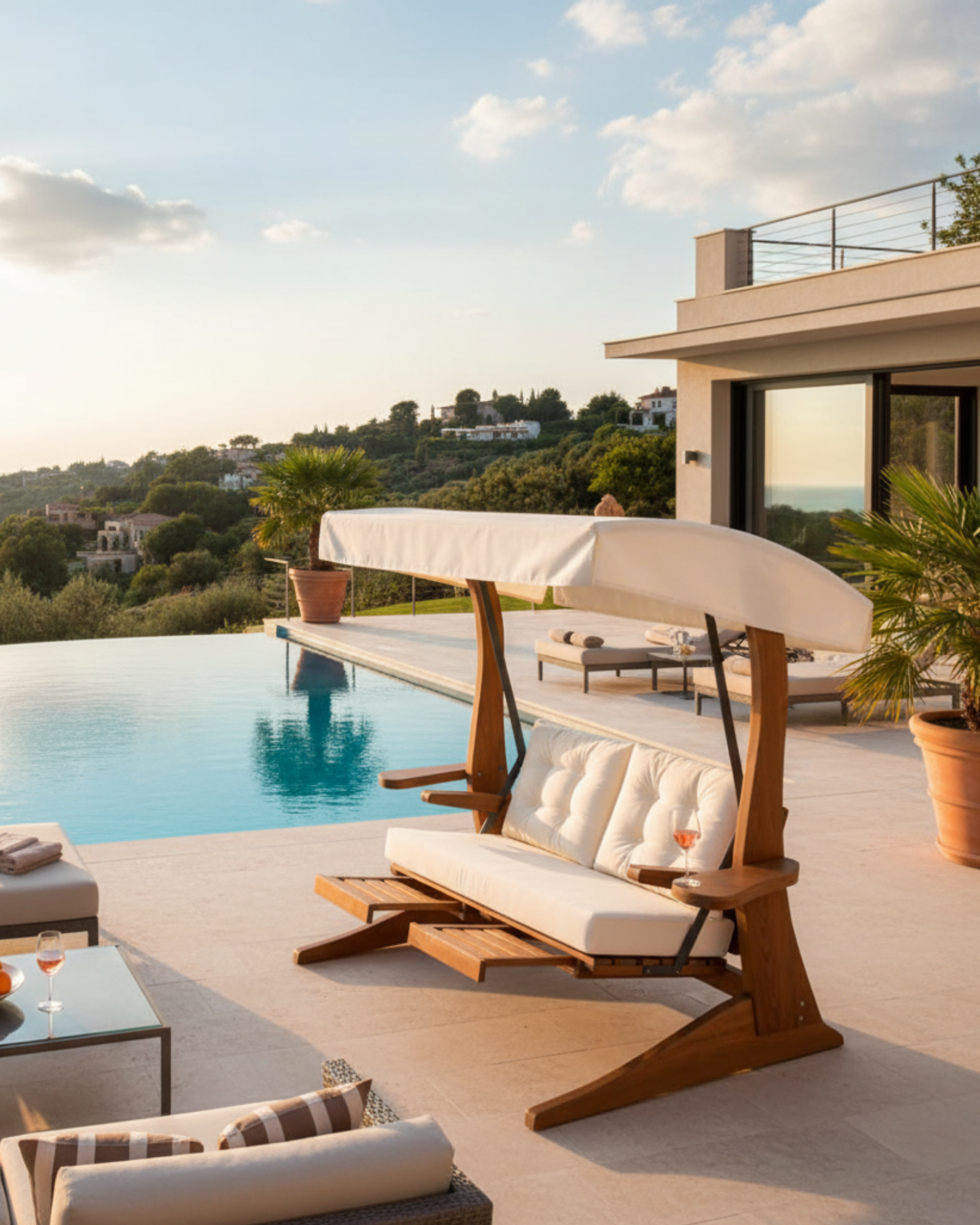 Bold 2 Kişilik Ahşap Salıncak | Kademe Ayarlı, Dış Mekana Dayanıklı