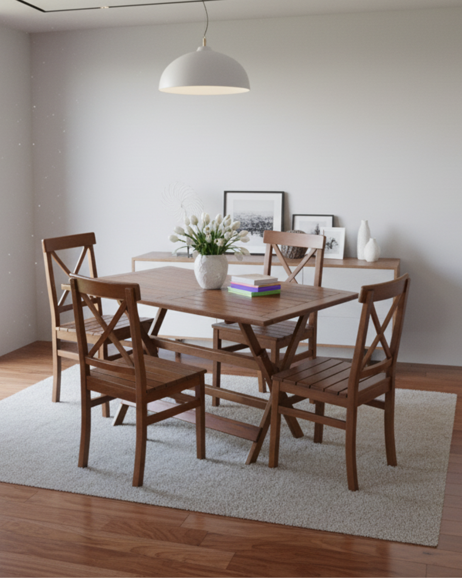 Çeşme 4'lü Masa Sandalye Seti | Gürgen Ahşap, Dayanıklı Dış Mekan Bahçe Takımı