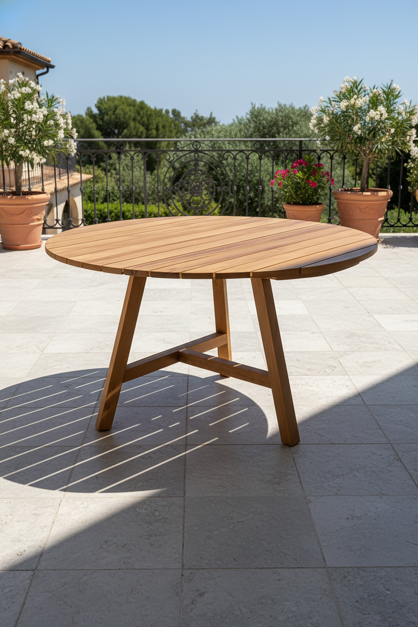 Luna Dış Mekan Yuvarlak Masa | Doğal Ahşap Tasarım