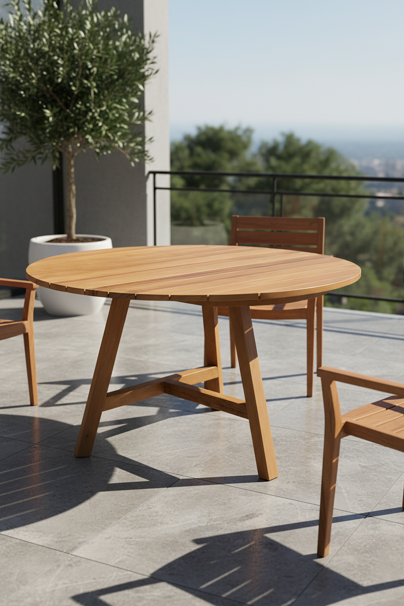 Luna Dış Mekan Yuvarlak Masa | Doğal Ahşap Tasarım