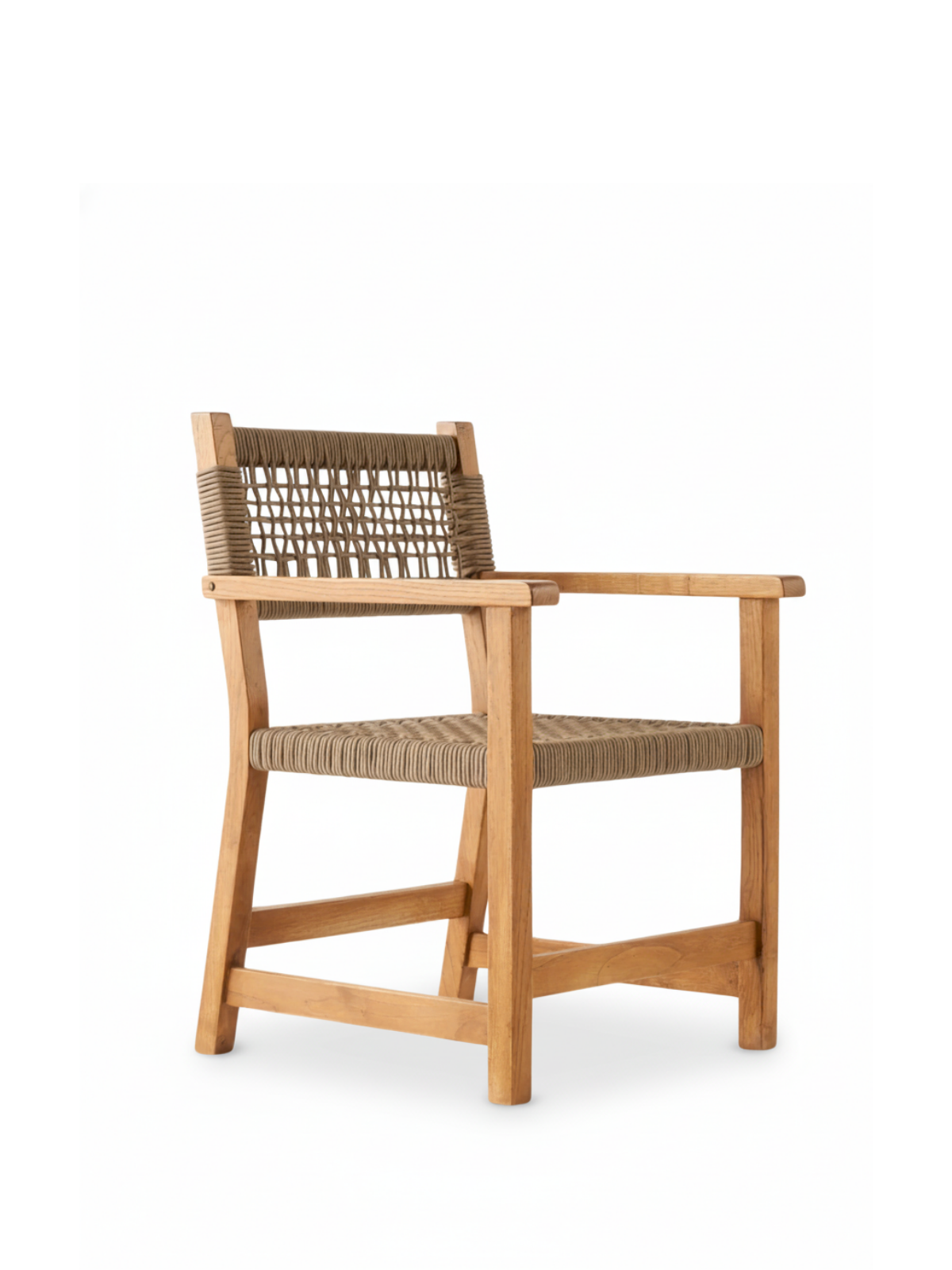 Maya Kollu Ahşap Sandalye | El Dokuması Doğal Jüt Halatlı Tasarım