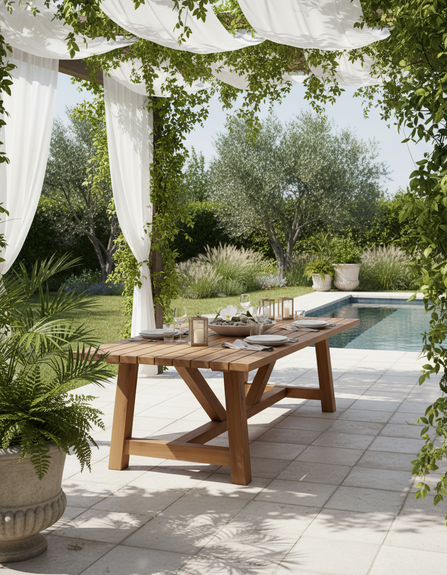 Maya Kütük Bahçe Masası 100x180 | Kestane Ağacından Dayanıklı Dış Mekan Masası