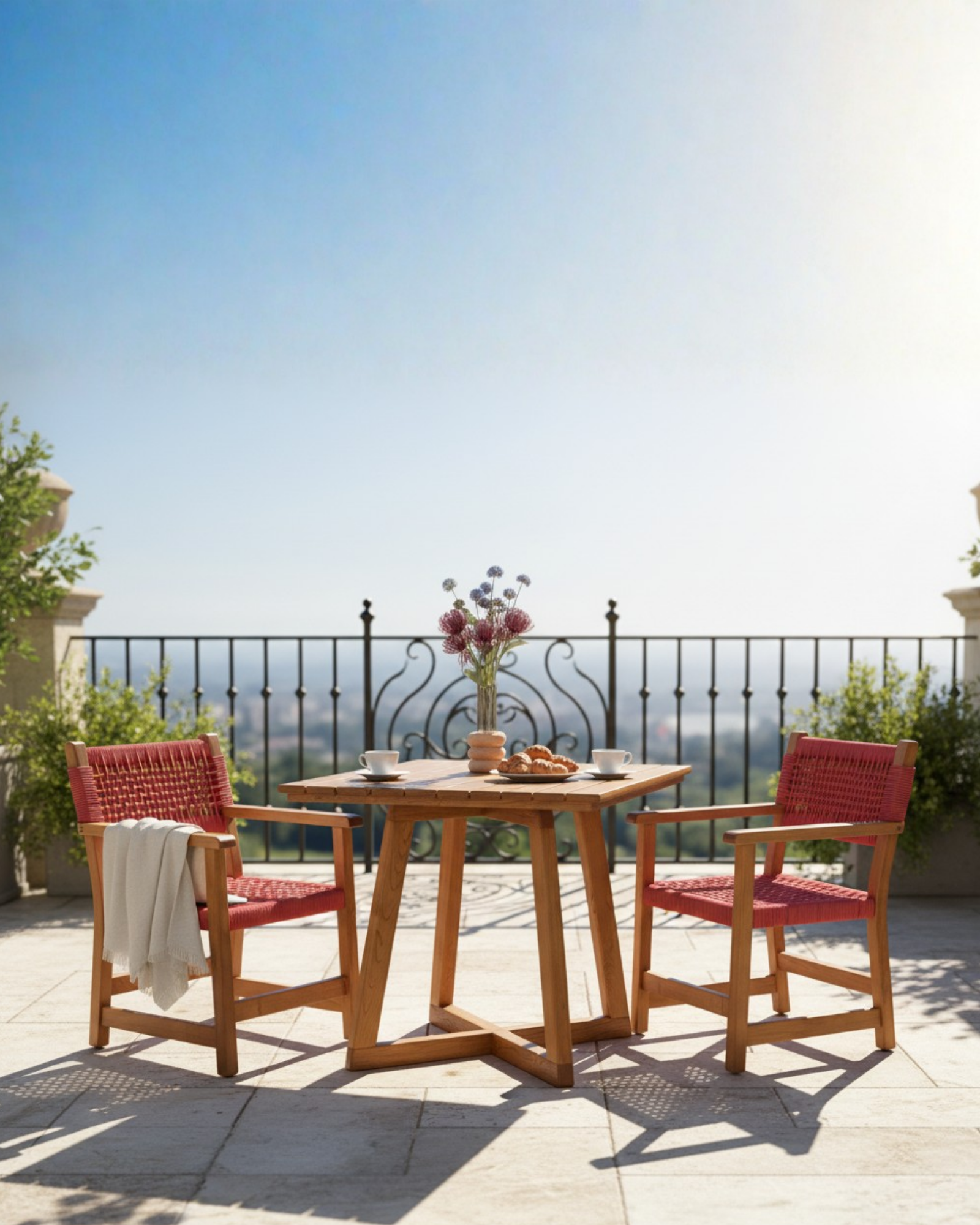 Berlin Kare Bahçe Masası | Kestane Ahşap Dış Mekan Masası