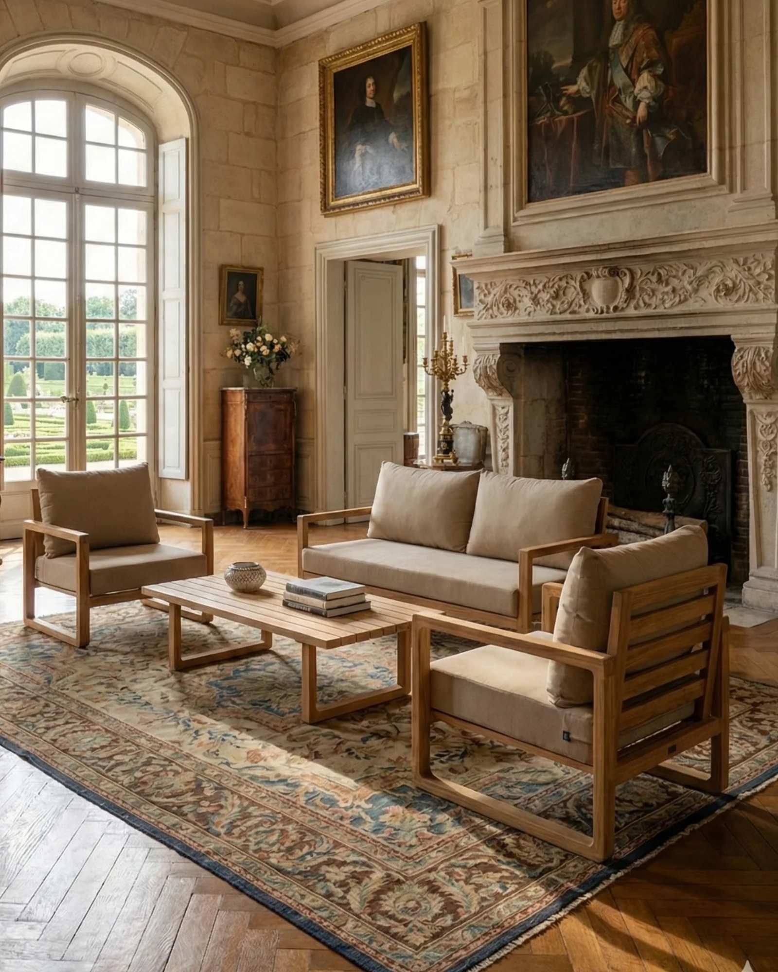 Leo Ahşap Oturma Seti