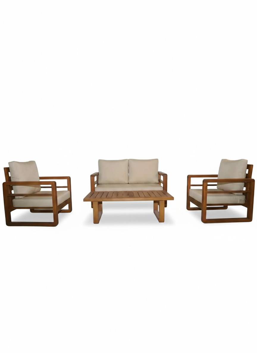 Mykonos Mini Ahşap Oturma Grubu