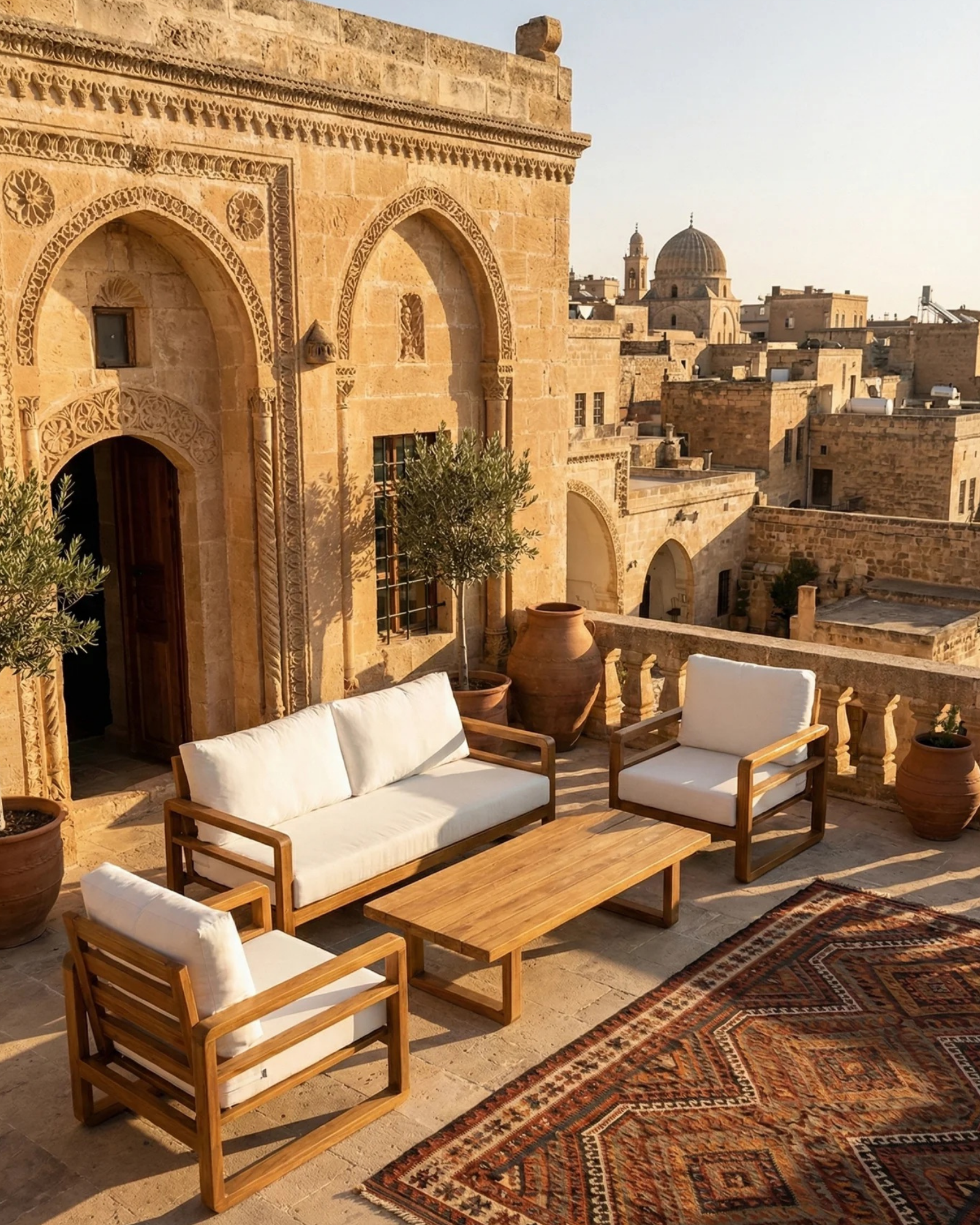 Mykonos Ahşap Oturma Grubu