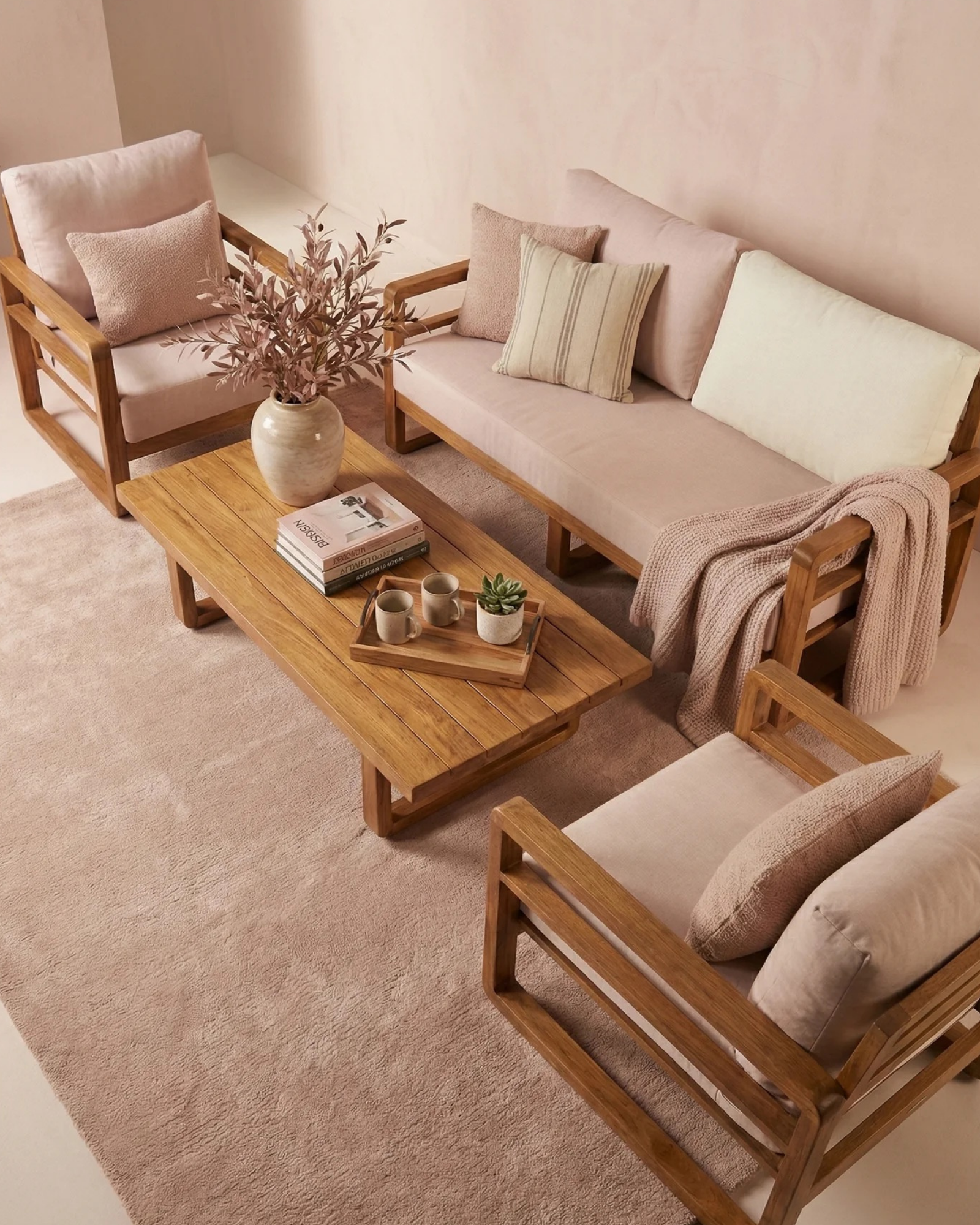 Mykonos Ahşap Oturma Grubu