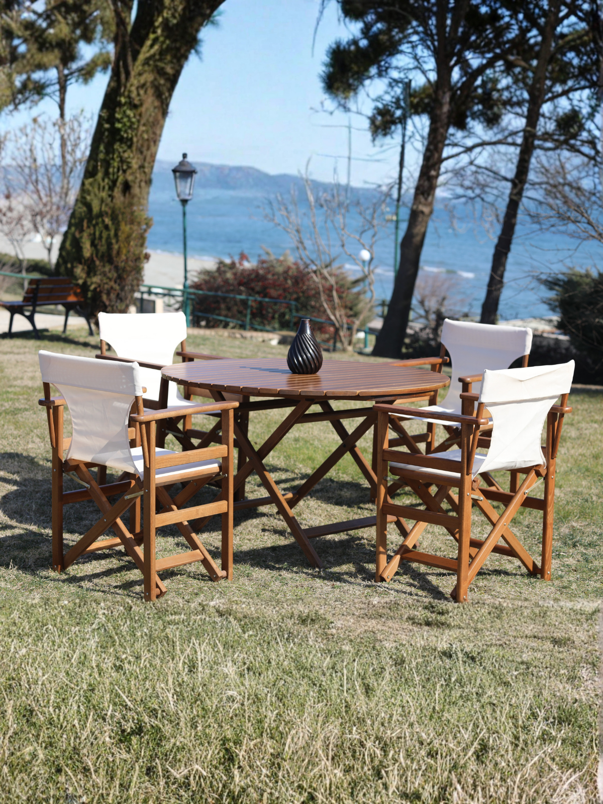 Buzludja Ahşap Katlanır Masa 90'lık | Bahçe ve Balkon Kullanımına Uygun