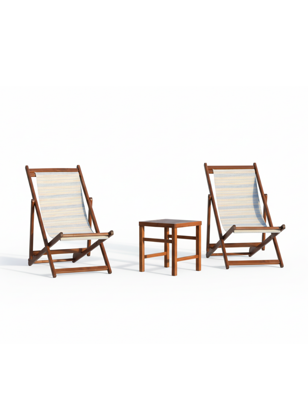 Babil Şezlong Set | 2’li Gürgen Ahşap Şezlong + Atina Sehpa