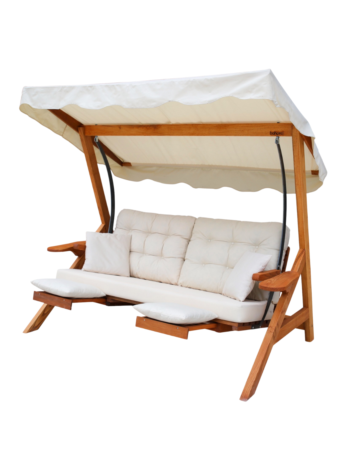 Venedik 4 Kişilik Ahşap Salıncak | Kademe Ayarlı, Dış Mekana Dayanıklı