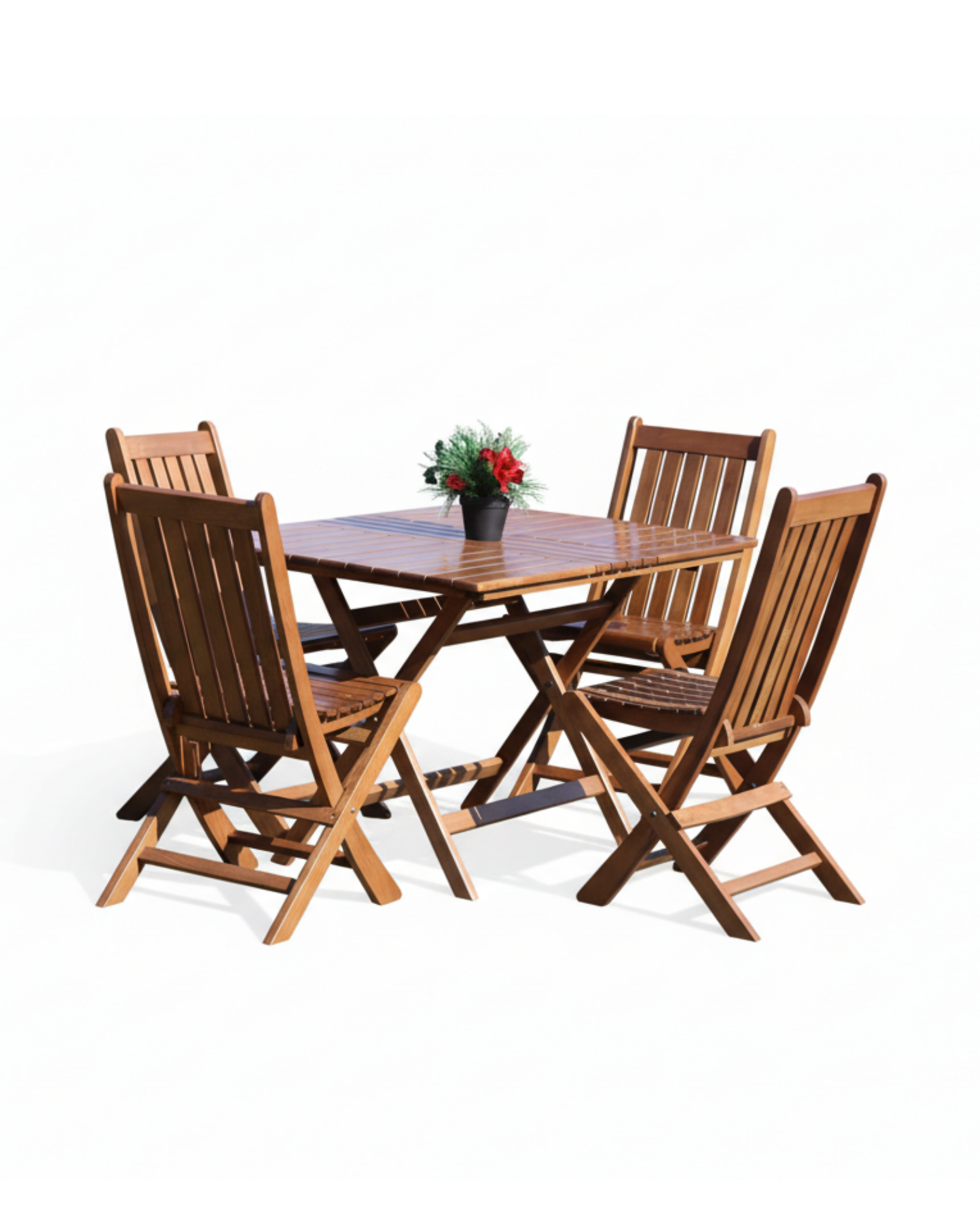 Acropol-Atina 4'lü Bahçe Seti | Dış Mekan Kullanımına Uygun Ahşap Masa Sandalye Takımı