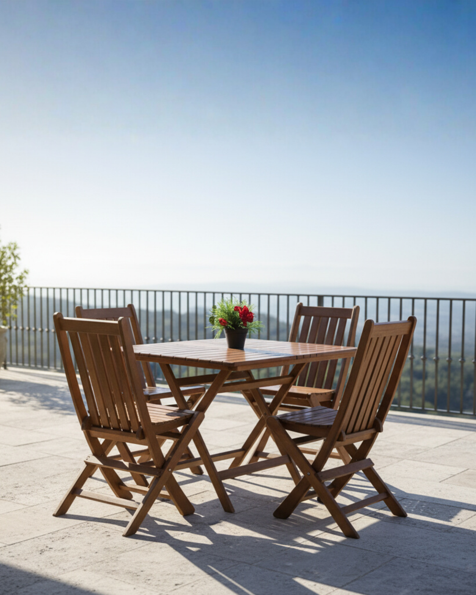 Acropol-Atina 4'lü Bahçe Seti | Dış Mekan Kullanımına Uygun Ahşap Masa Sandalye Takımı