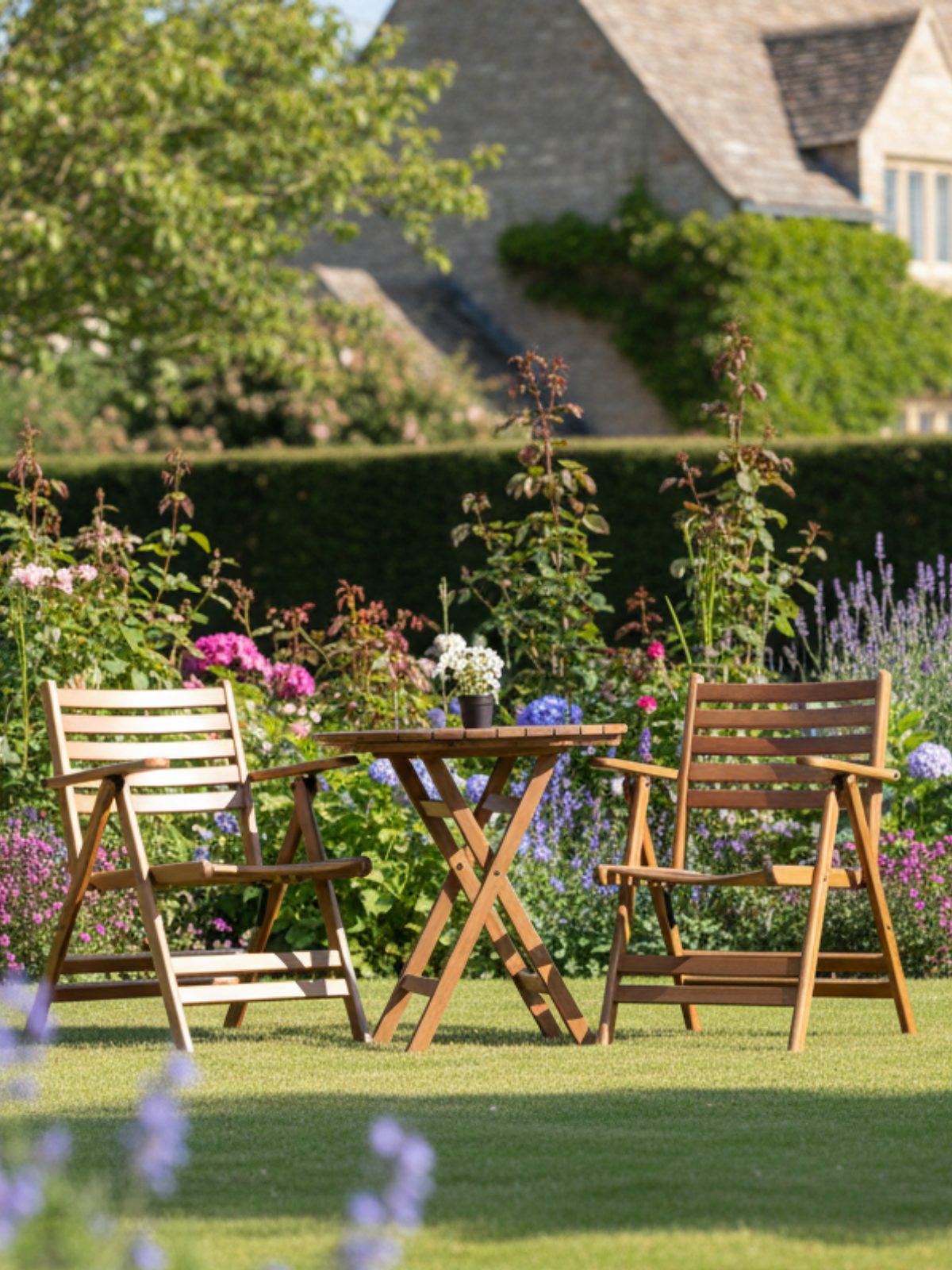 London 2'li Ahşap Bahçe Masa Sandalye Seti | Gürgen Masa Sandalye Takımı