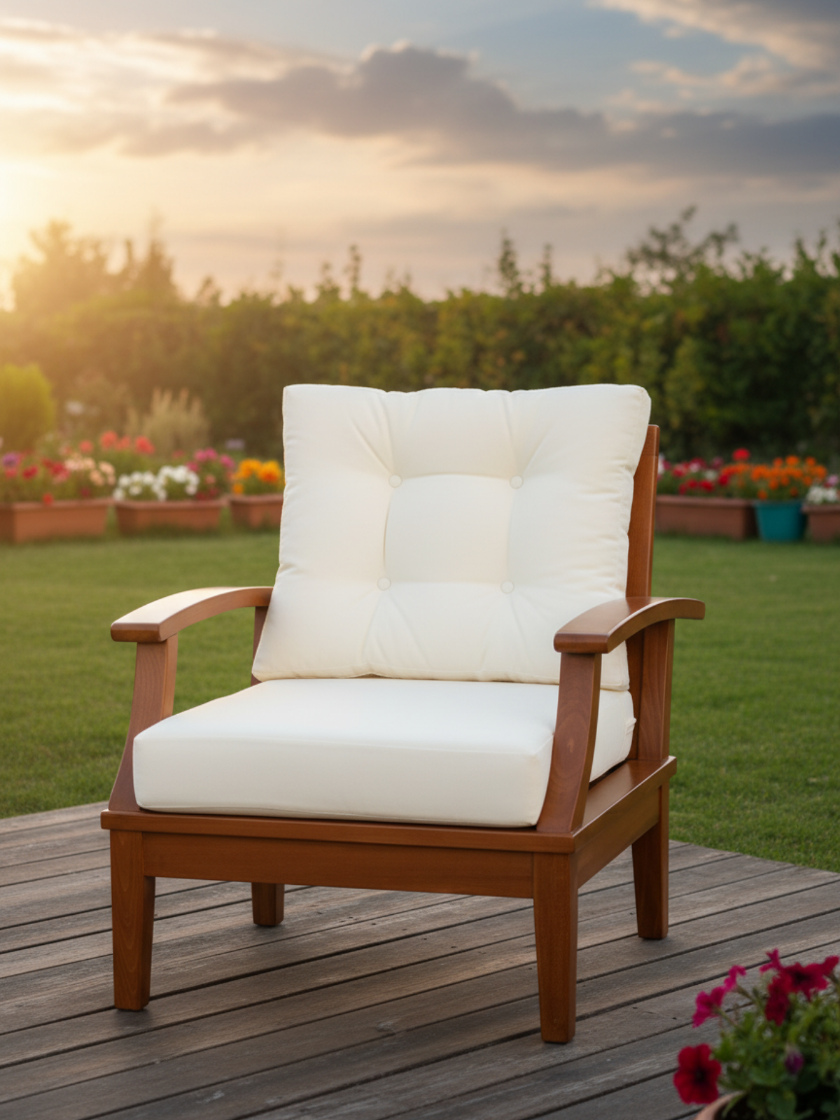 İstanbul Oturma Grubu | Gürgen Ağacından Dayanıklı ve Şık Bahçe Mobilyası - 2+1+1+Sehpa+Minder