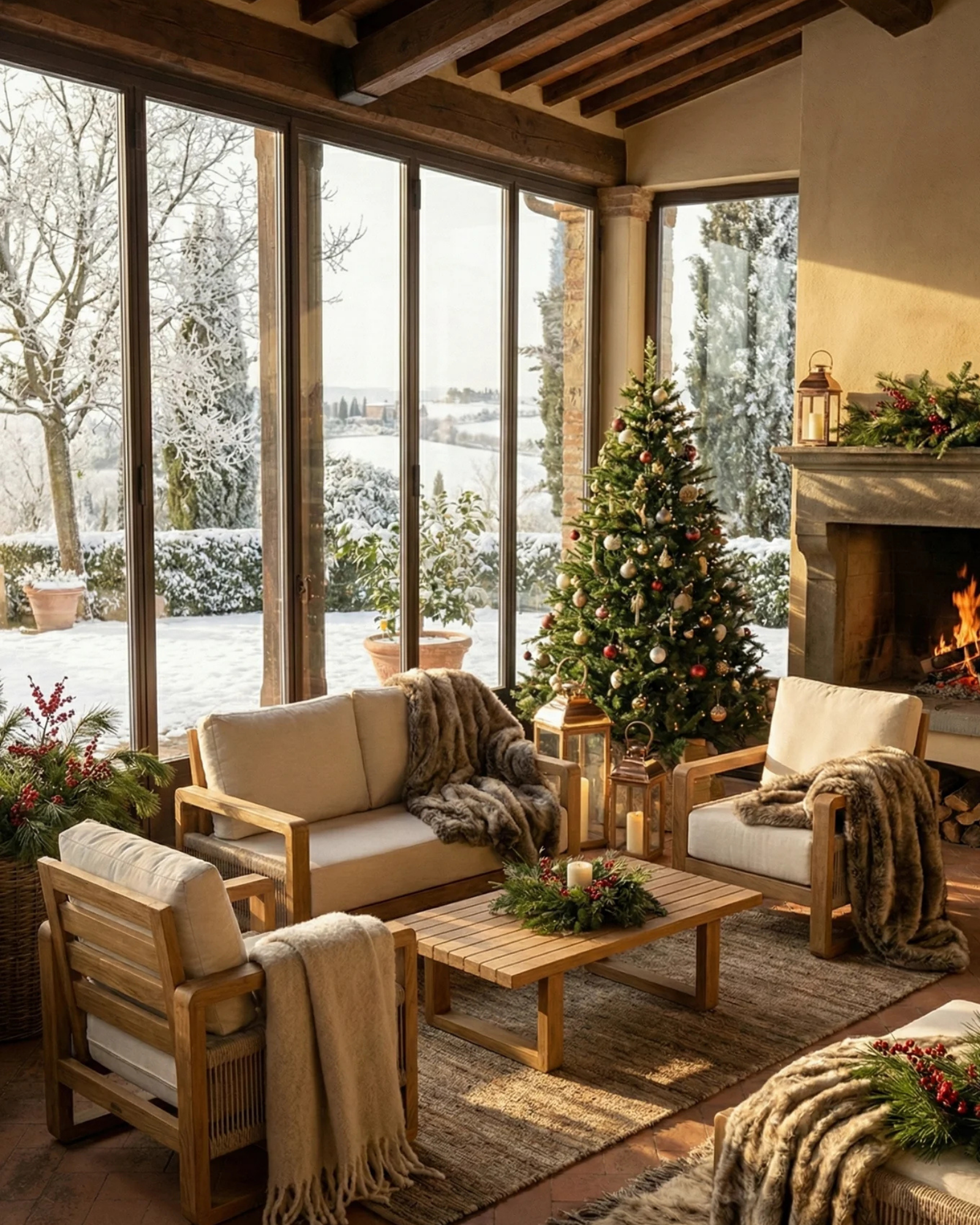 Oslo Ahşap Oturma Seti