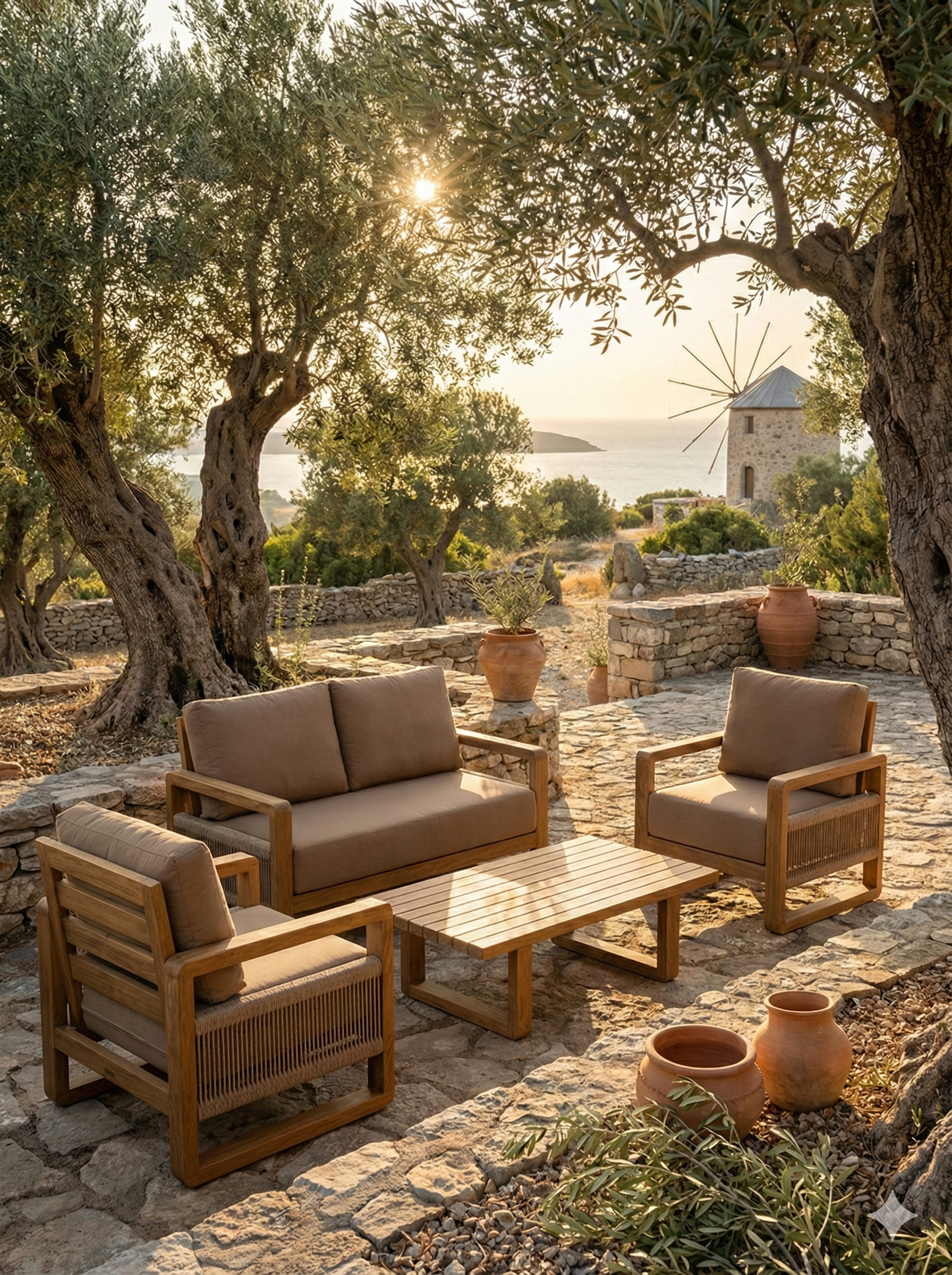 Oslo Ahşap Oturma Seti