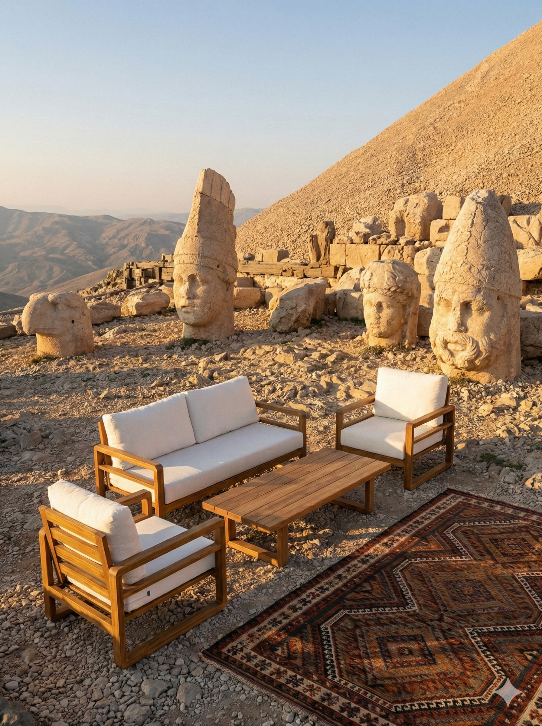 Mykonos Ahşap Oturma Seti