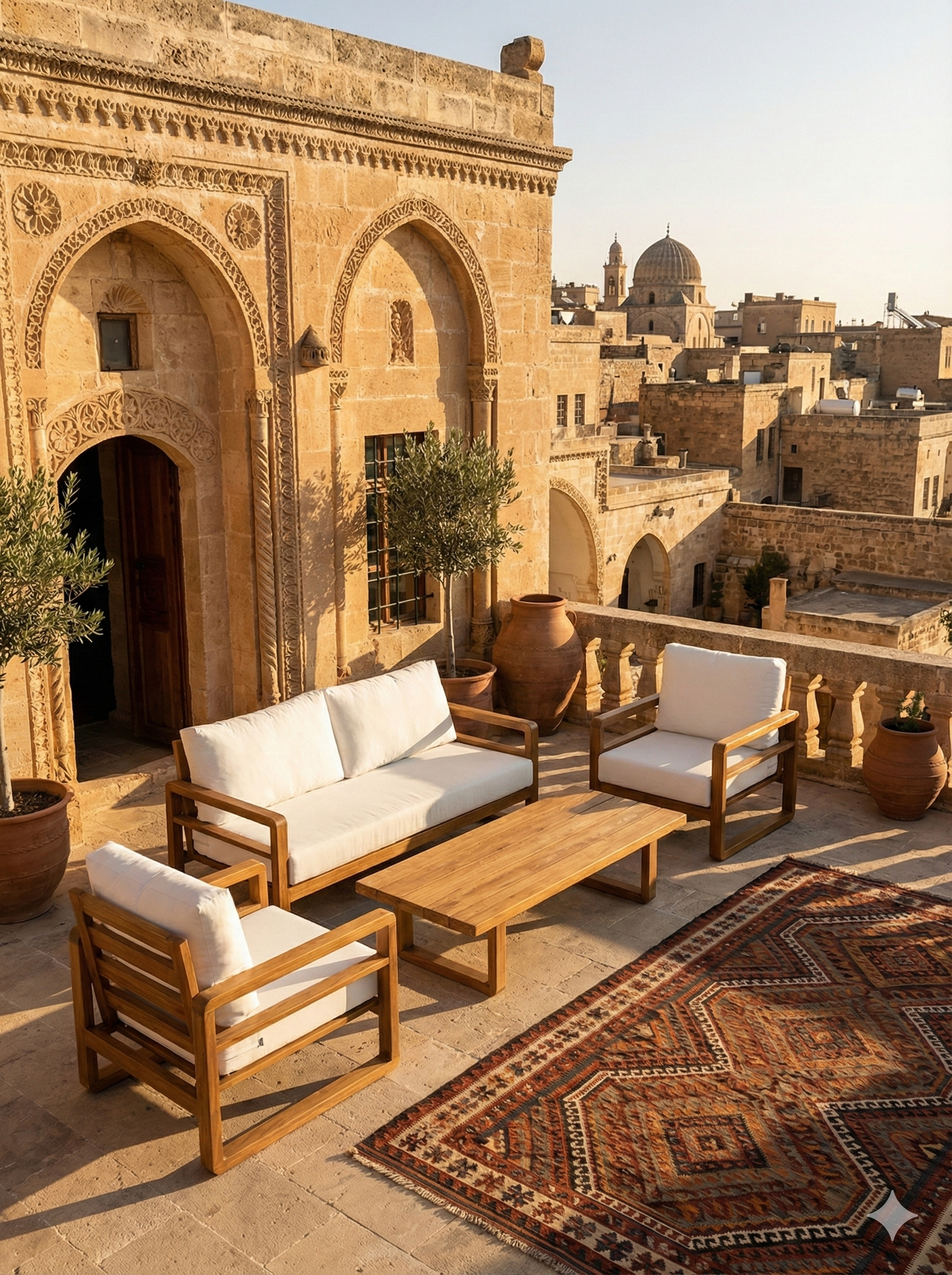 Mykonos Ahşap Oturma Seti