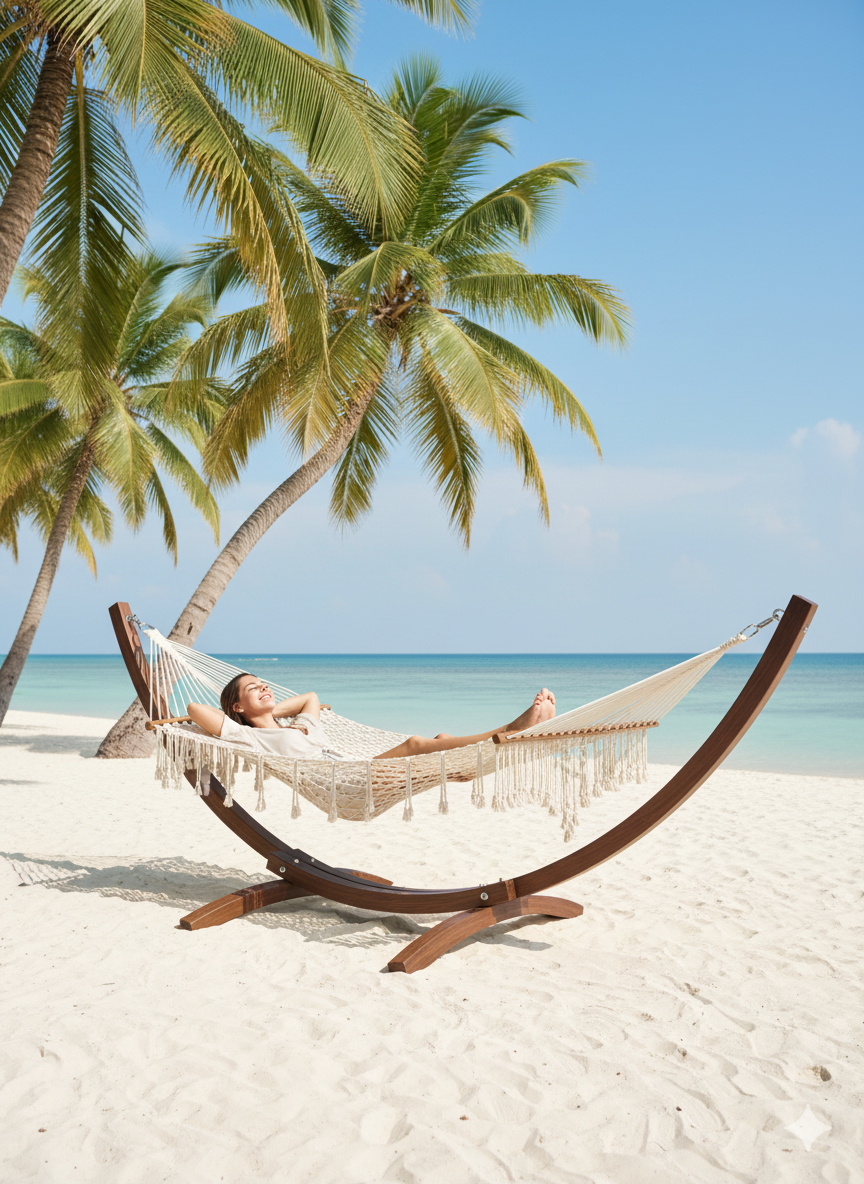 Gondol Ahşap Hamak | Fırınlanmış Çam, %100 Pamuk Kordon, Dış Mekan Dayanıklı