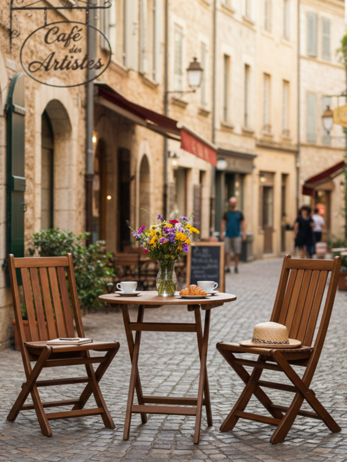 Buzludja Balkon Çay Oturma Seti | Gürgen Ahşaptan  Dayanıklı Masa Sandalye, Dış Mekan Kullanımına Uygun