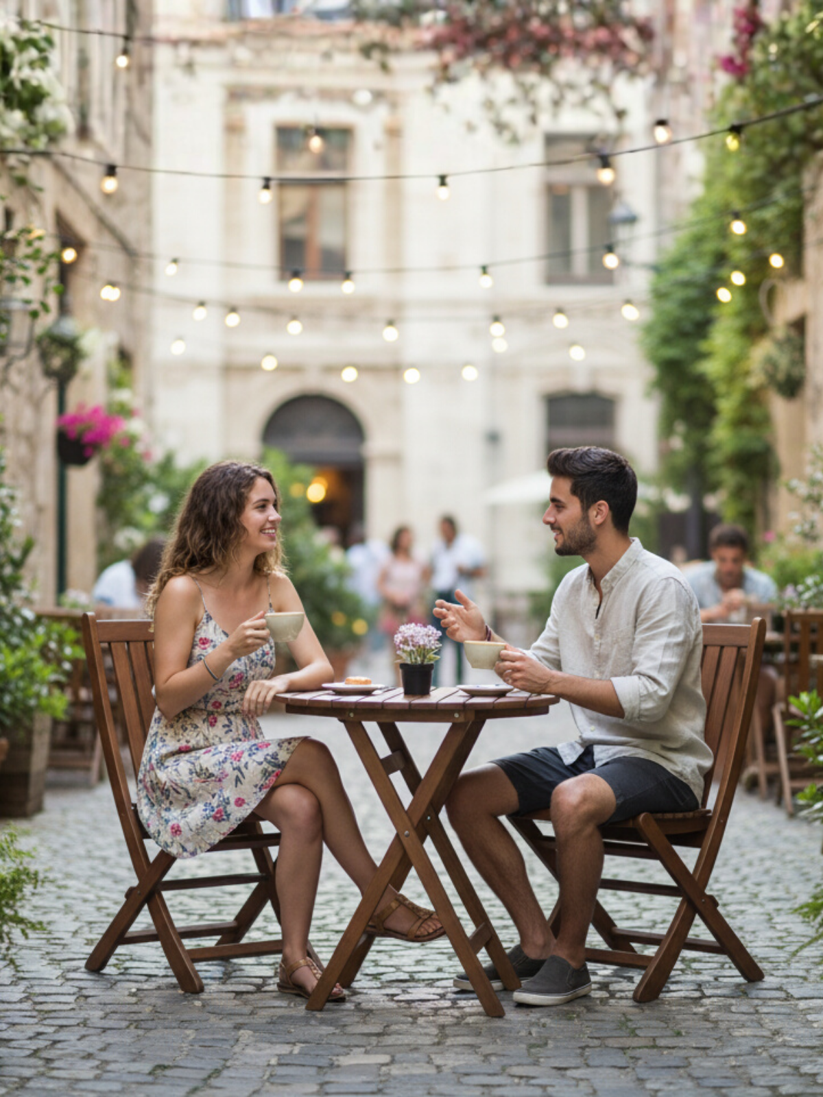 Buzludja Balkon Çay Oturma Seti | Gürgen Ahşaptan  Dayanıklı Masa Sandalye, Dış Mekan Kullanımına Uygun