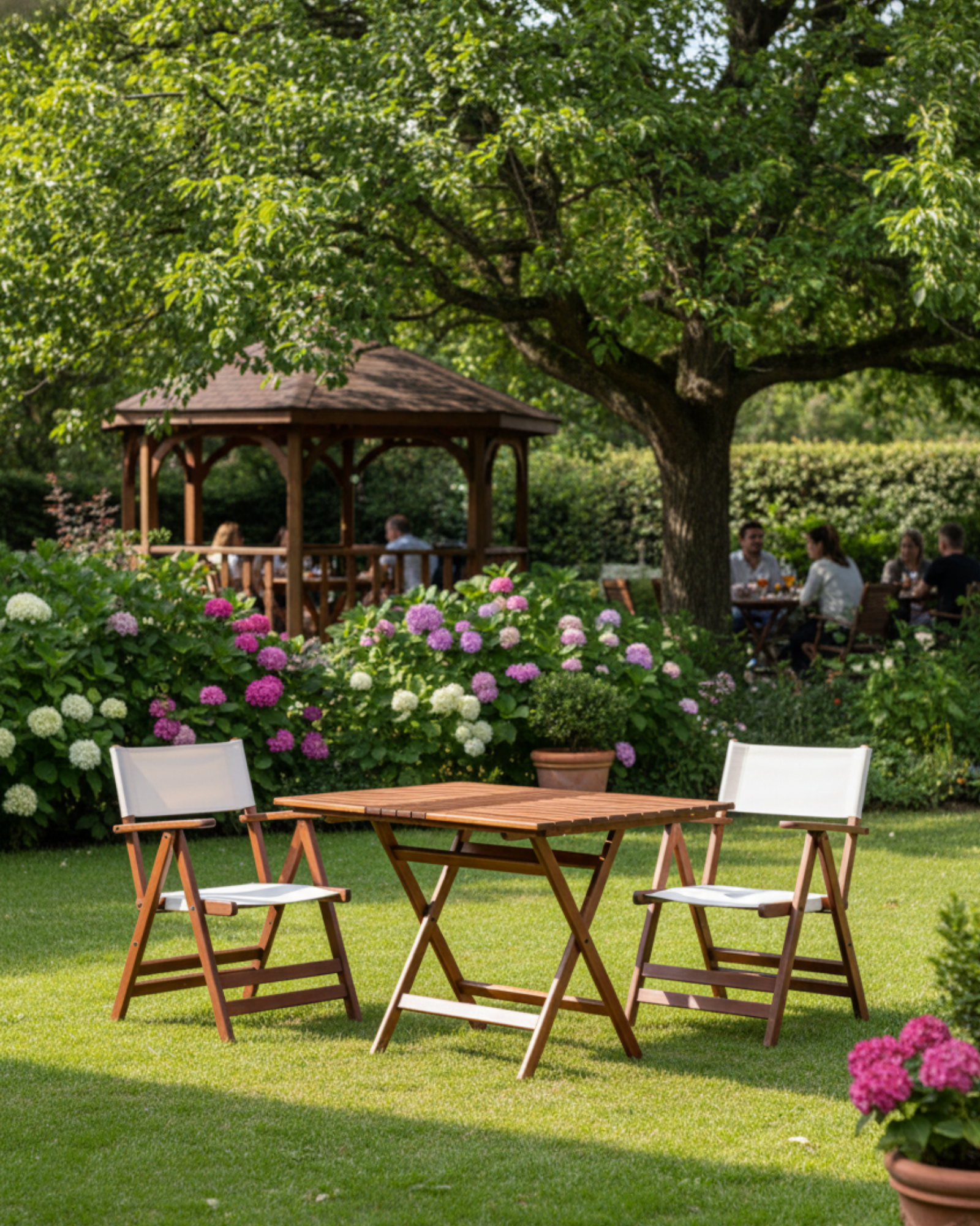 Atina PVC 2'li Bahçe Seti | Gürgen Ahşap, Dayanıklı Dış Mekan Masa Sandalye Seti