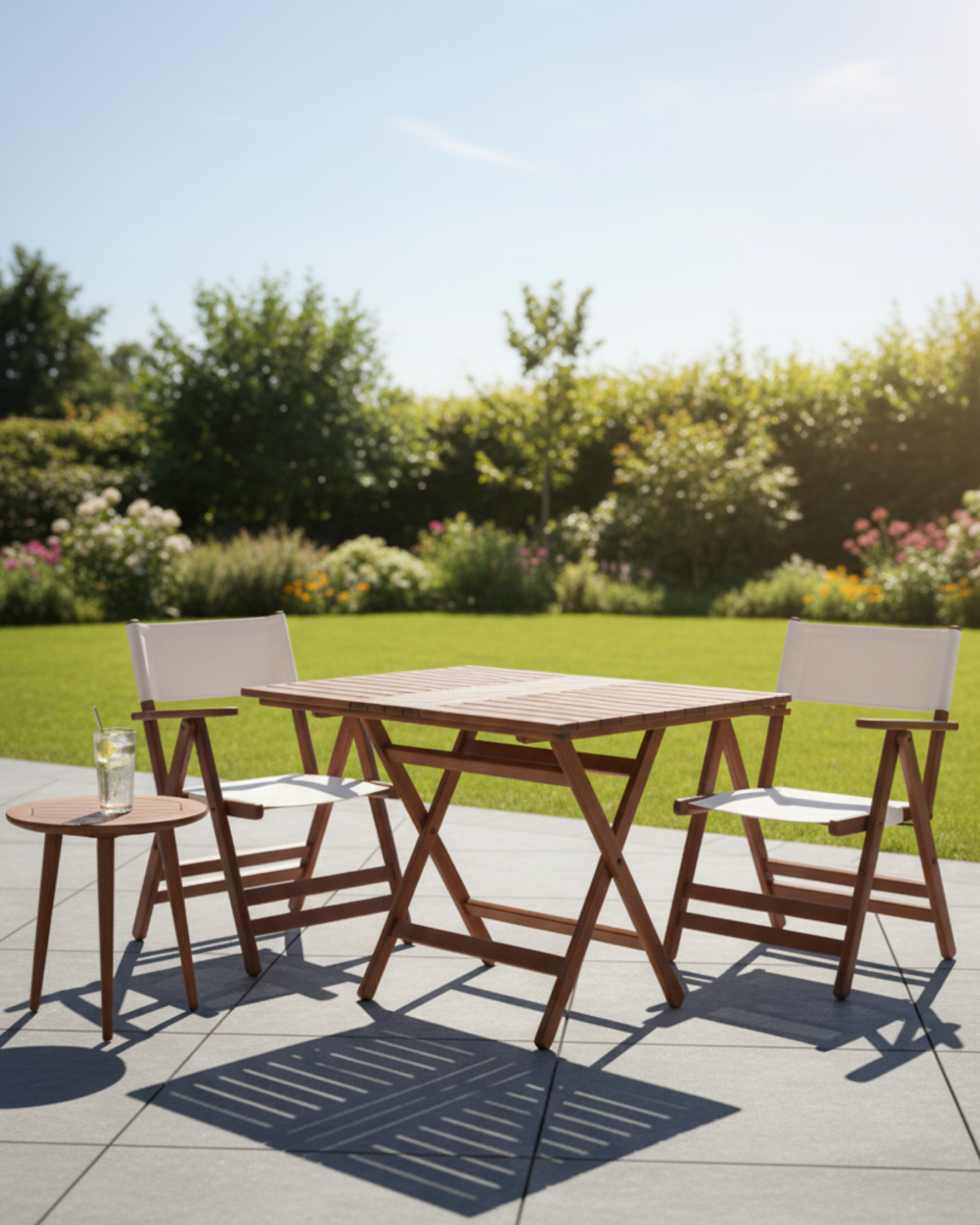 Atina PVC 2'li Bahçe Seti | Gürgen Ahşap, Dayanıklı Dış Mekan Masa Sandalye Seti