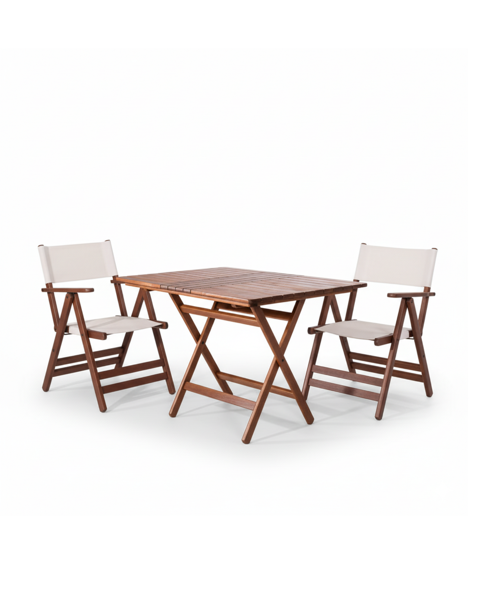 Atina PVC 2'li Bahçe Seti | Gürgen Ahşap, Dayanıklı Dış Mekan Masa Sandalye Seti