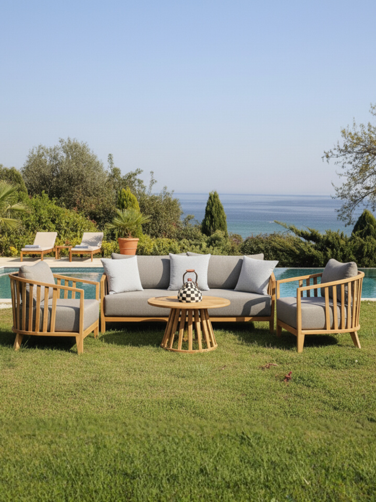 York Bahçe Mobilya Grubu | Doğal Ahşap ve Modern Tasarım - 3+1+1